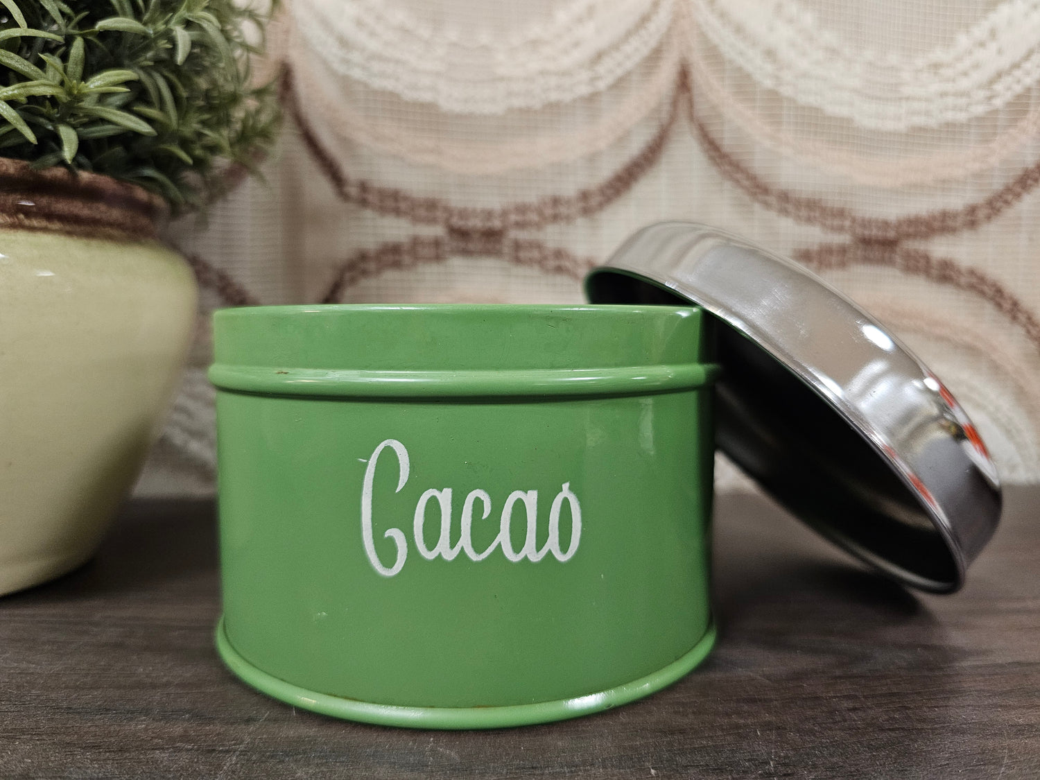 Vintage Brabantia cacao blik groen 8 x 11 cm