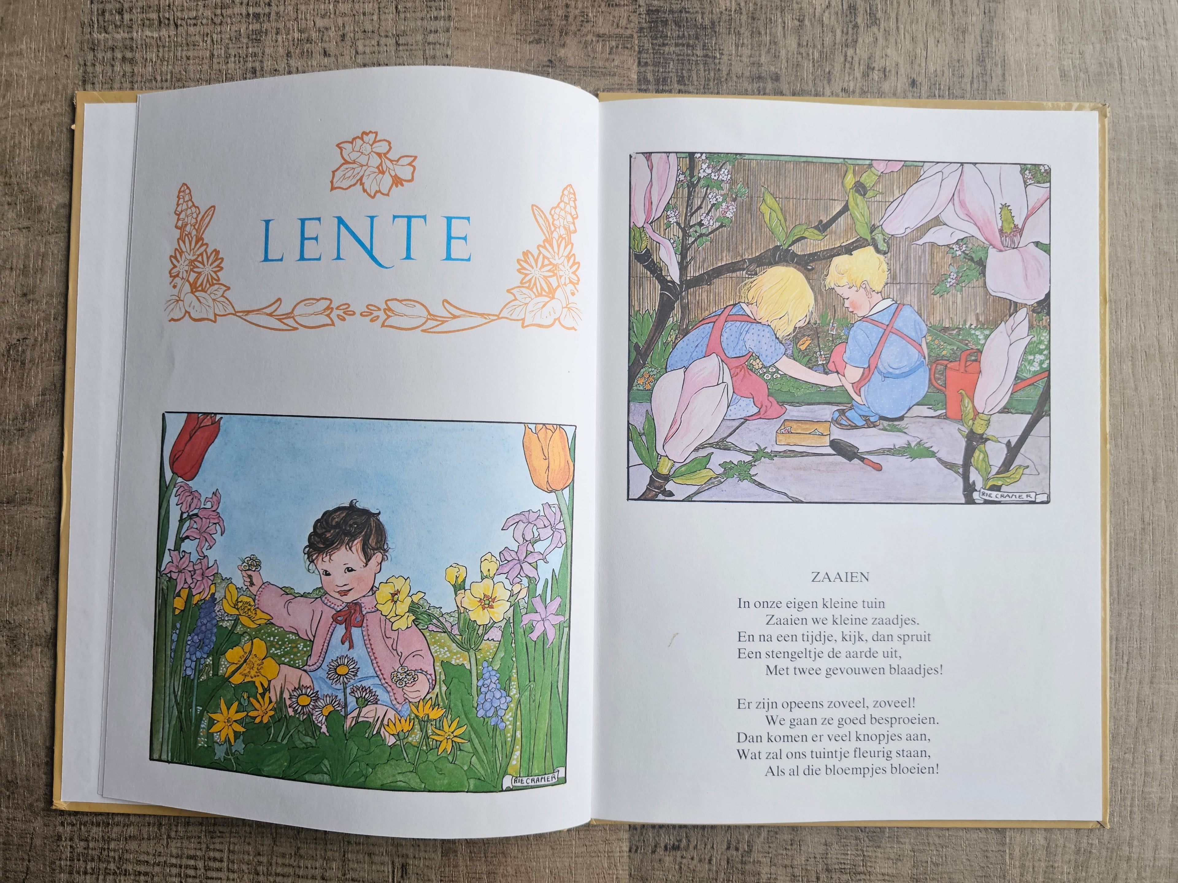 Vier jaargetijden vintage kinderboek Rie Cramer