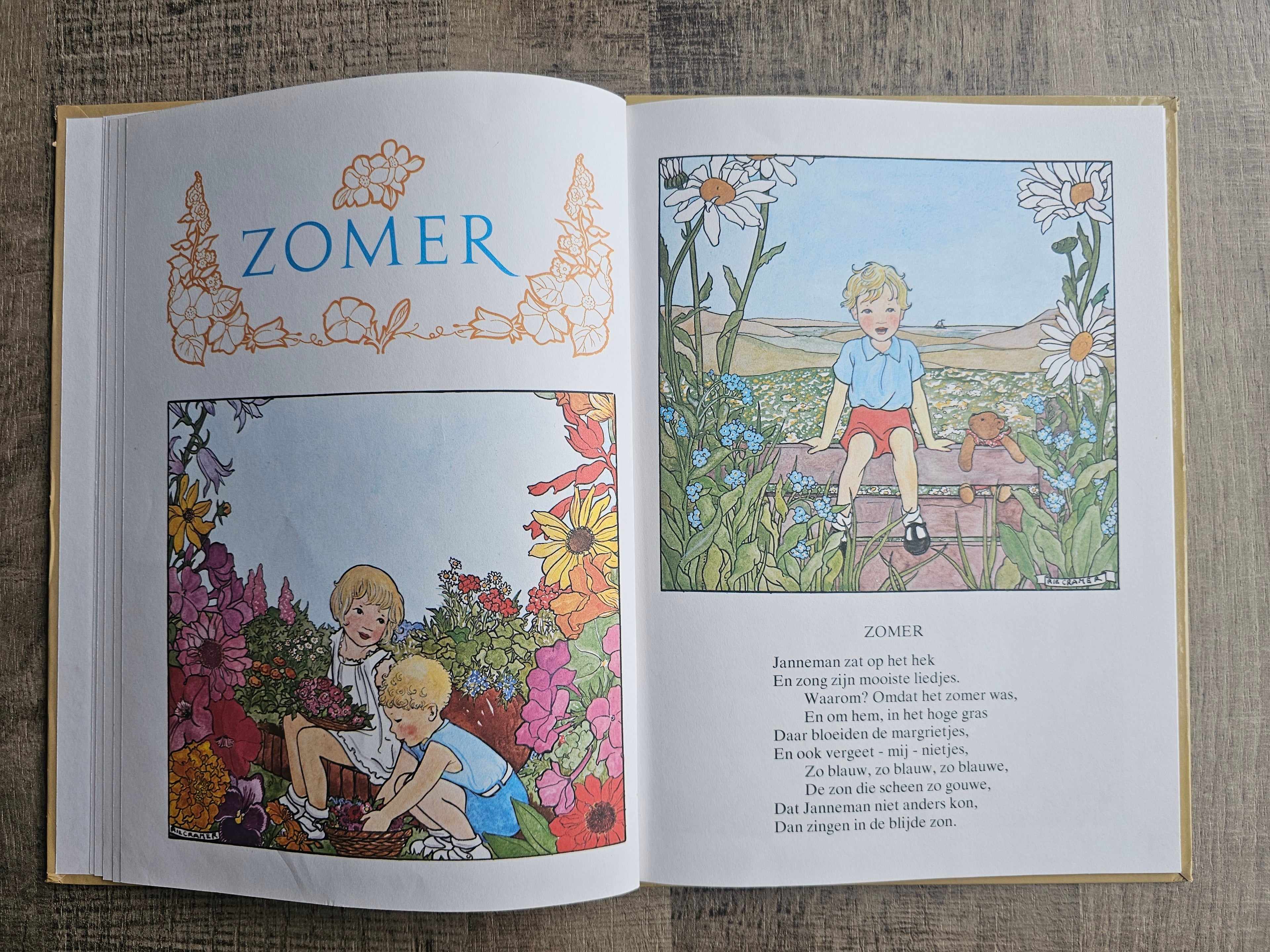 Vier jaargetijden vintage kinderboek Rie Cramer