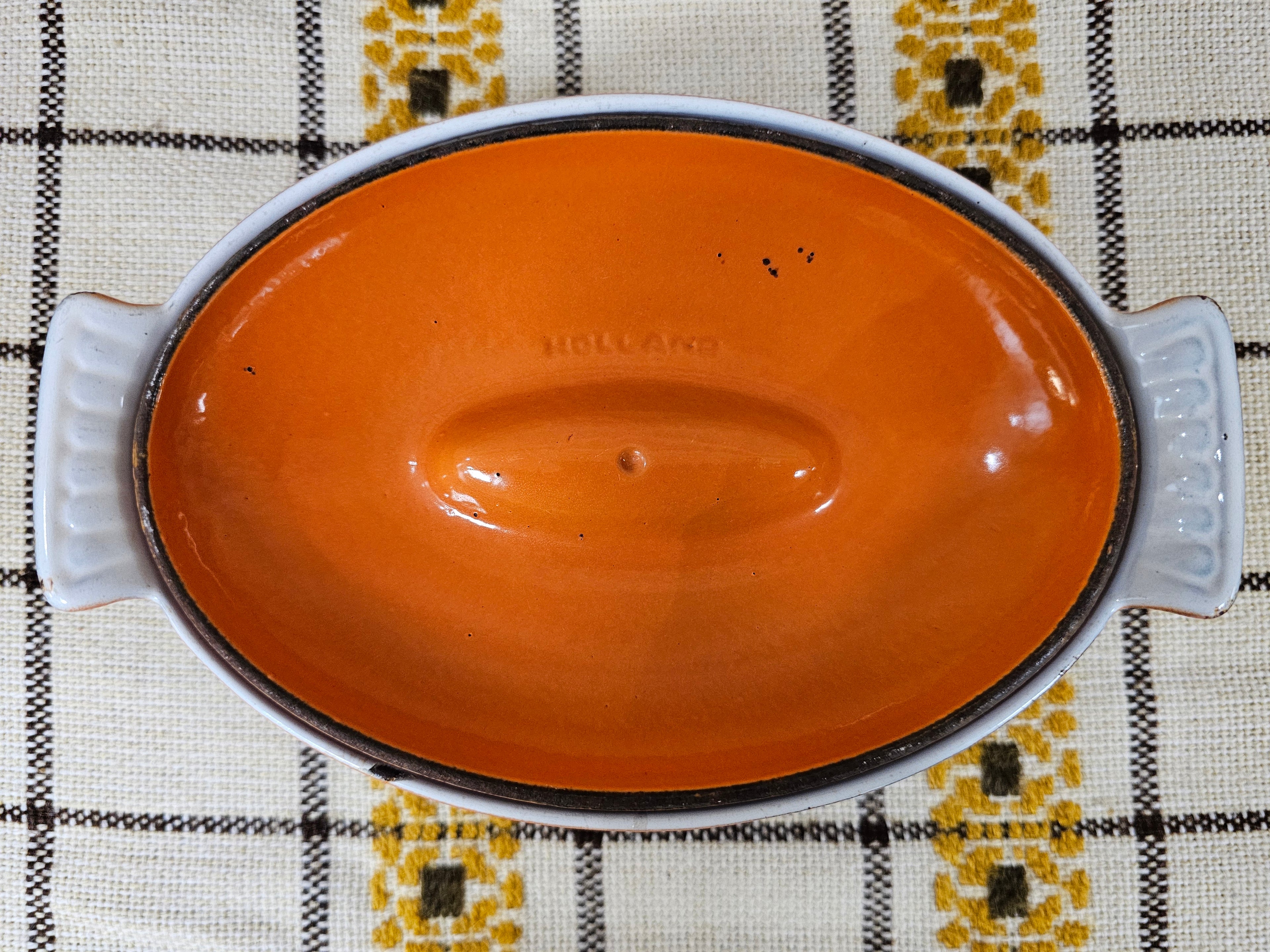 DRU oranje ovenschaal met deksel  geëmailleerd gietijzer Made in Holland