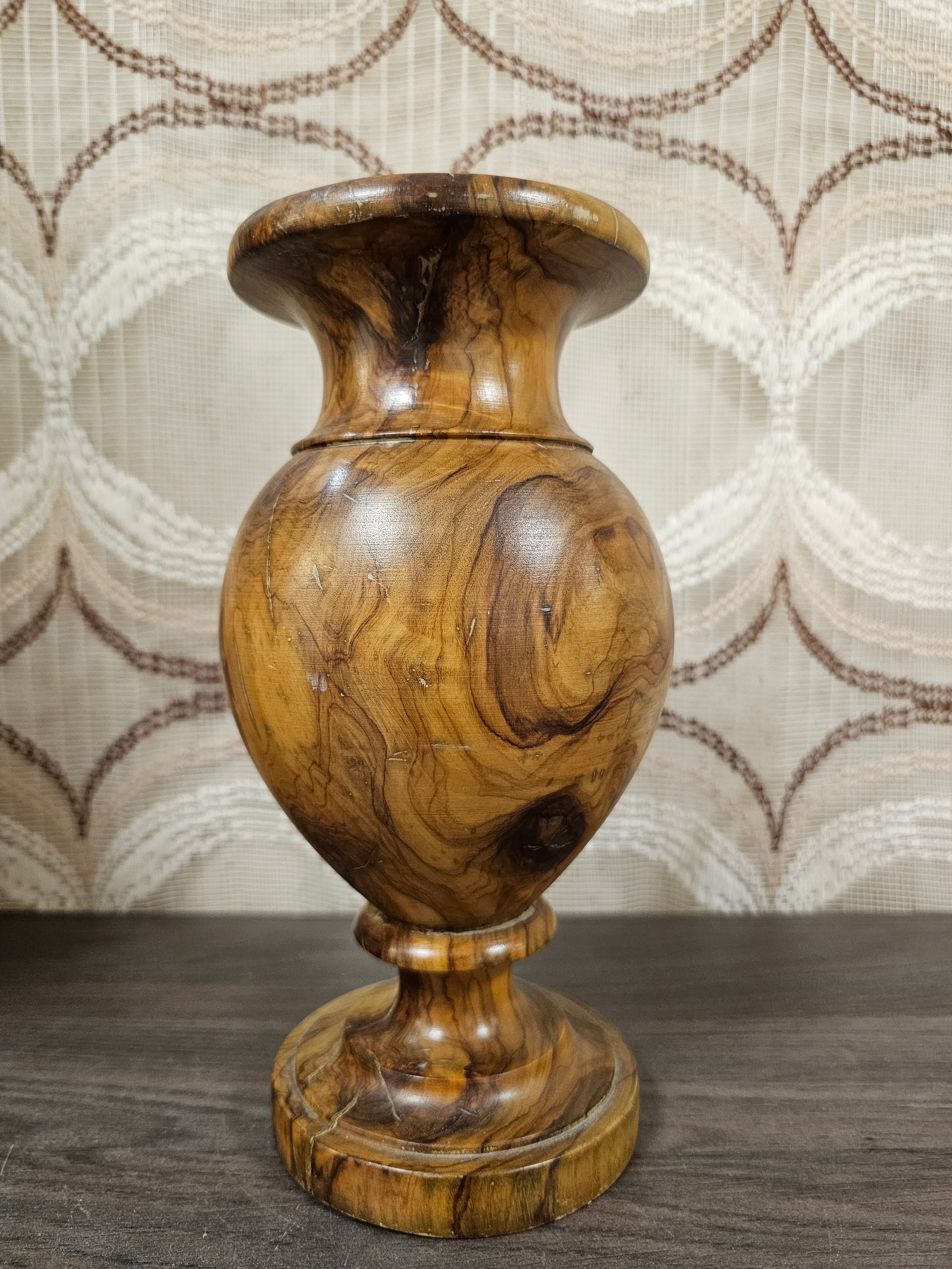 Houten vaas vintage 23,5 cm