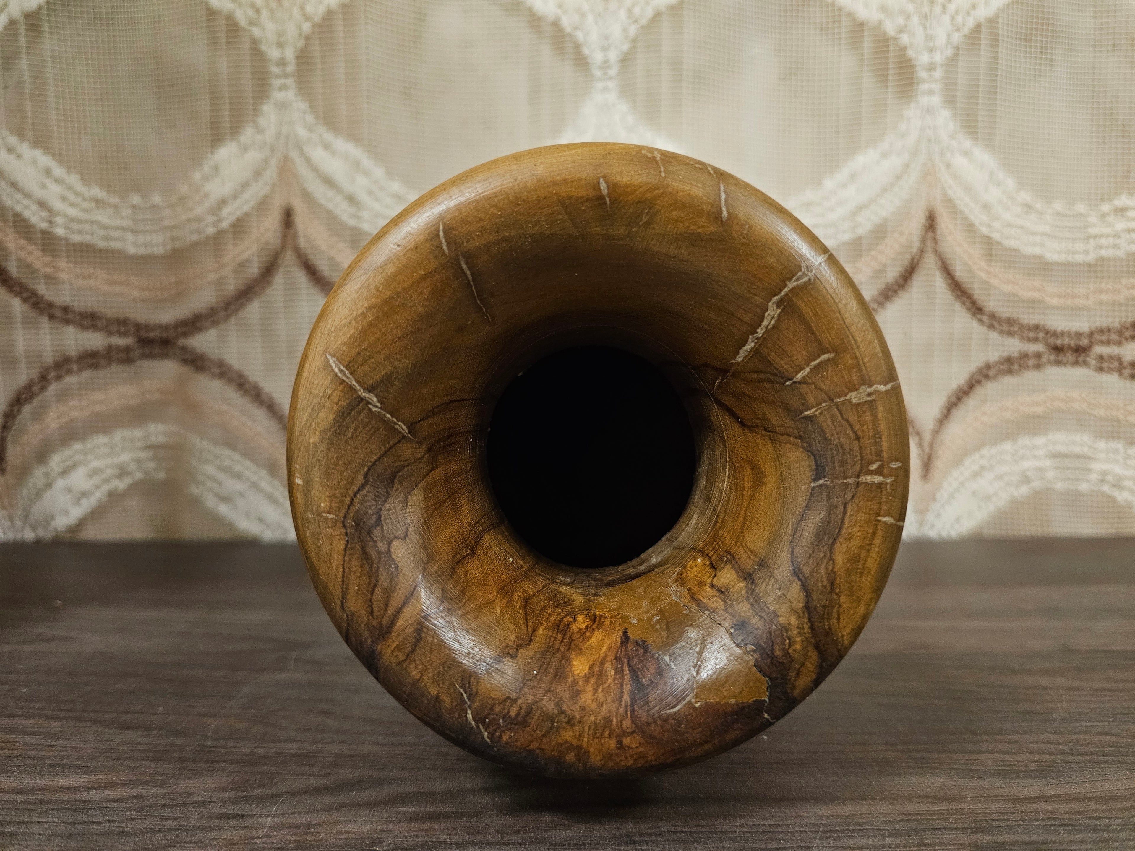 Houten vaas vintage 23,5 cm