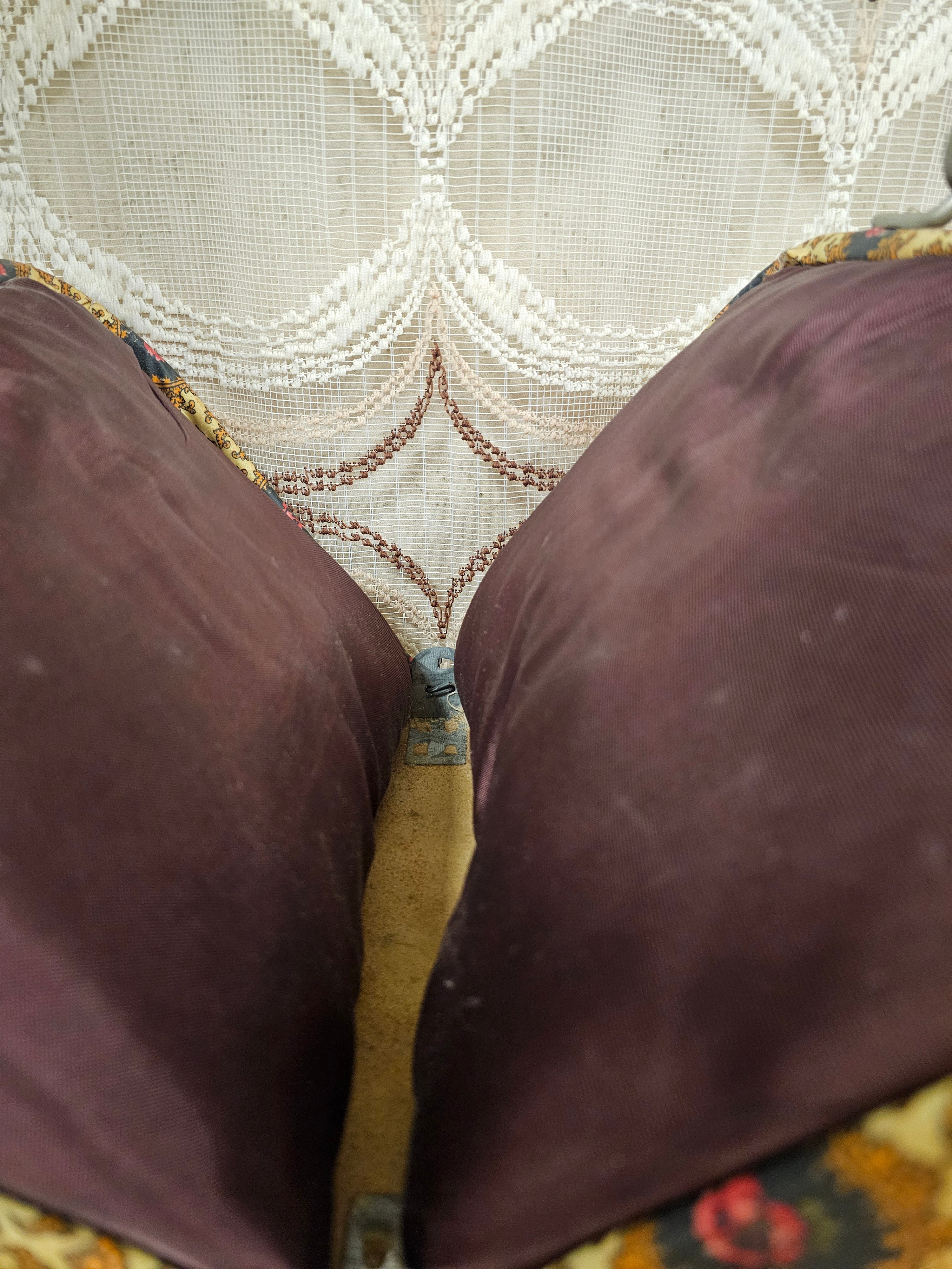 Vintage theebeurs met knip rozenmotief bamboe handvat