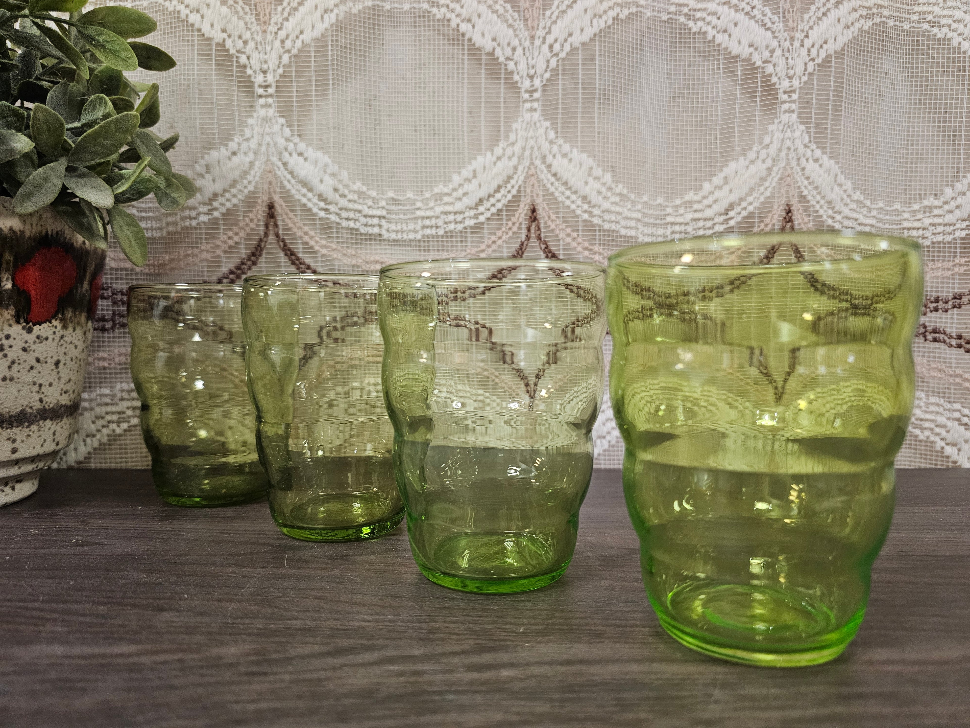 Ikea Skoja retro groene glazen set van 4