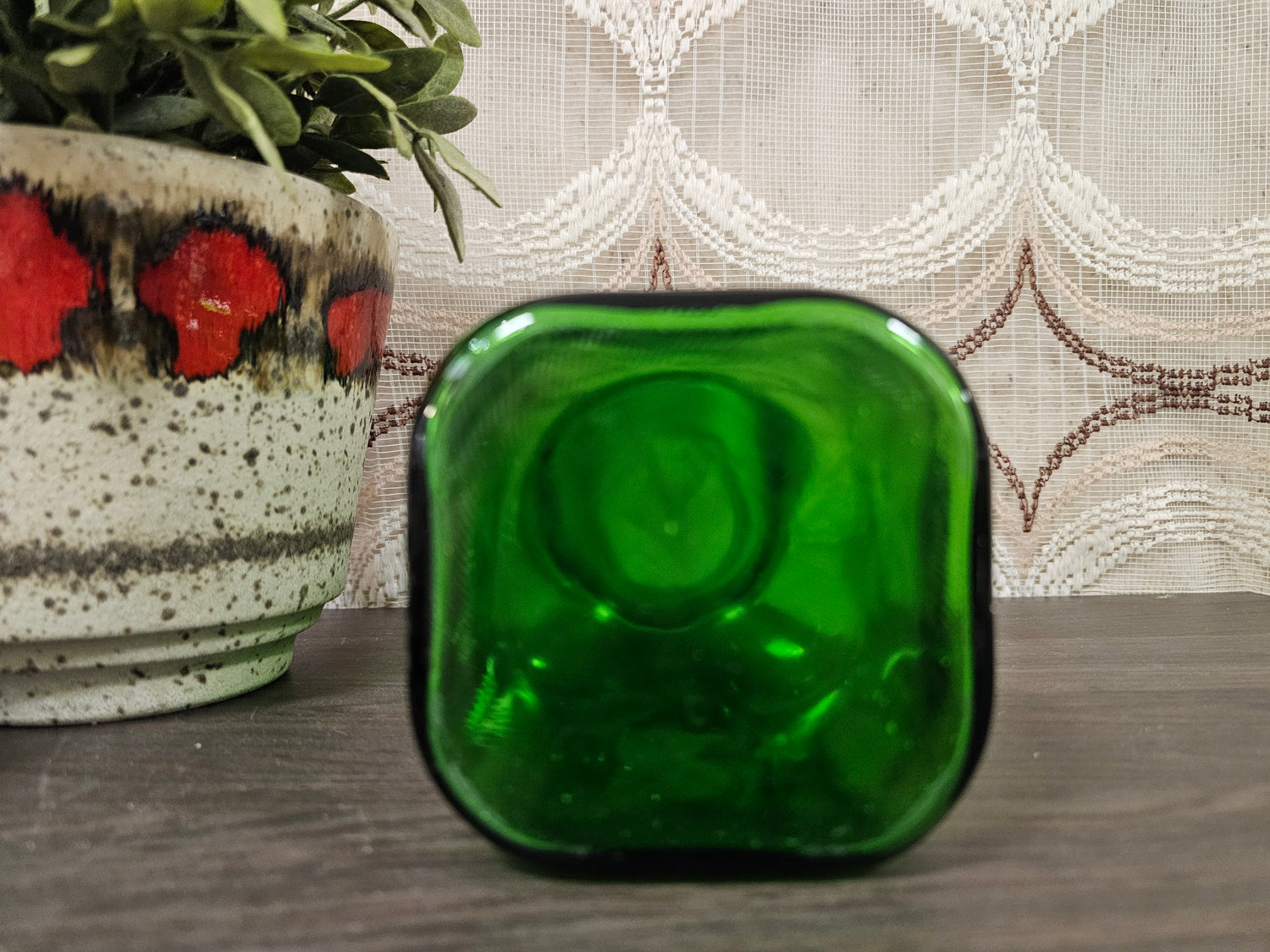 Vintage groene apothekerspot van glas circa 1 liter