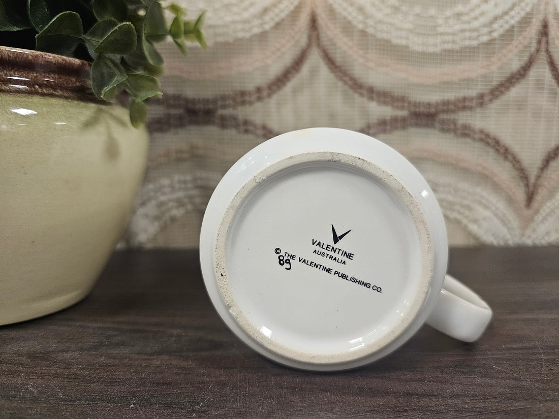 Sarah Kay mok Valentino vintage beker met meisjes en bolletje wol