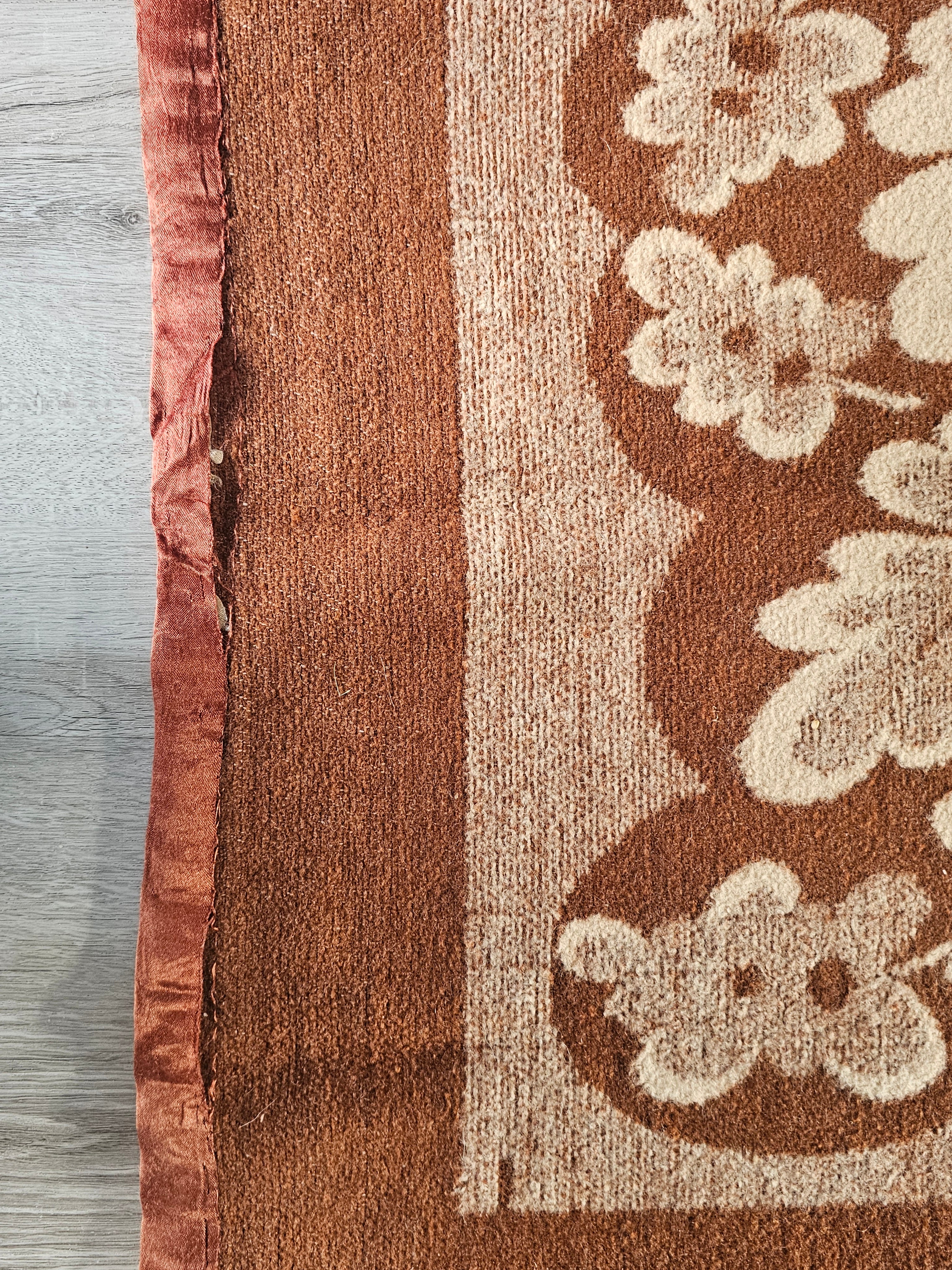 Dubbelzijdige vintage deken met bladmotief 194 x 167 cm