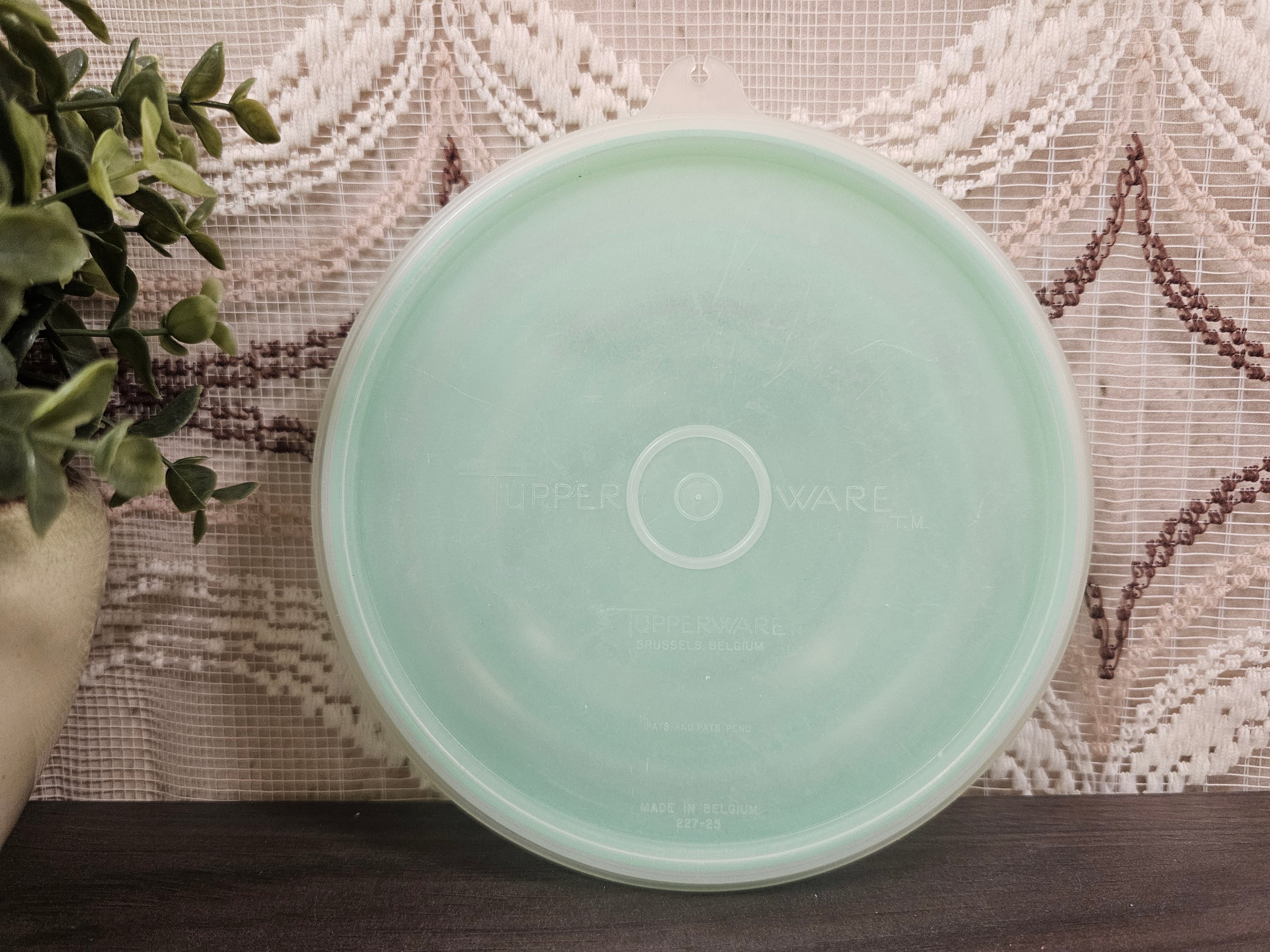 Tupperware pastel groen rond bakje met deksel