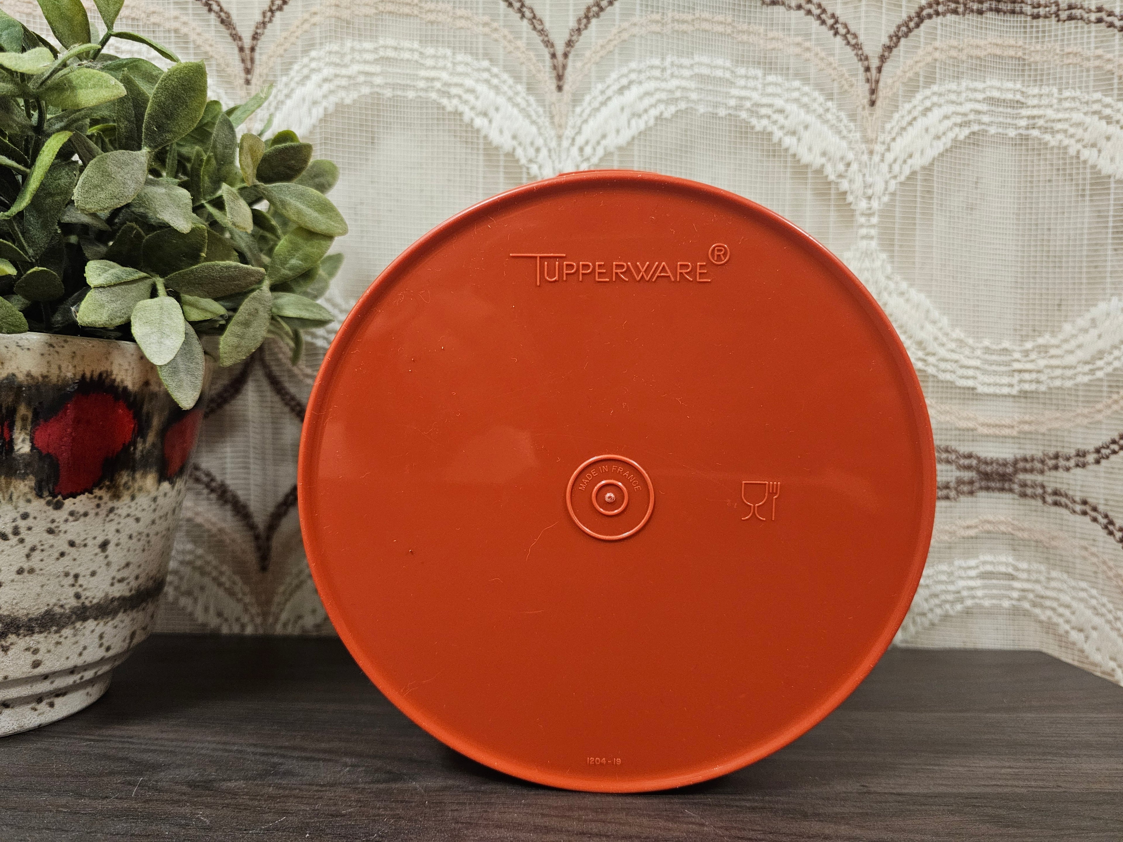 Tupperware koektrommel sterdeksel roestbruin