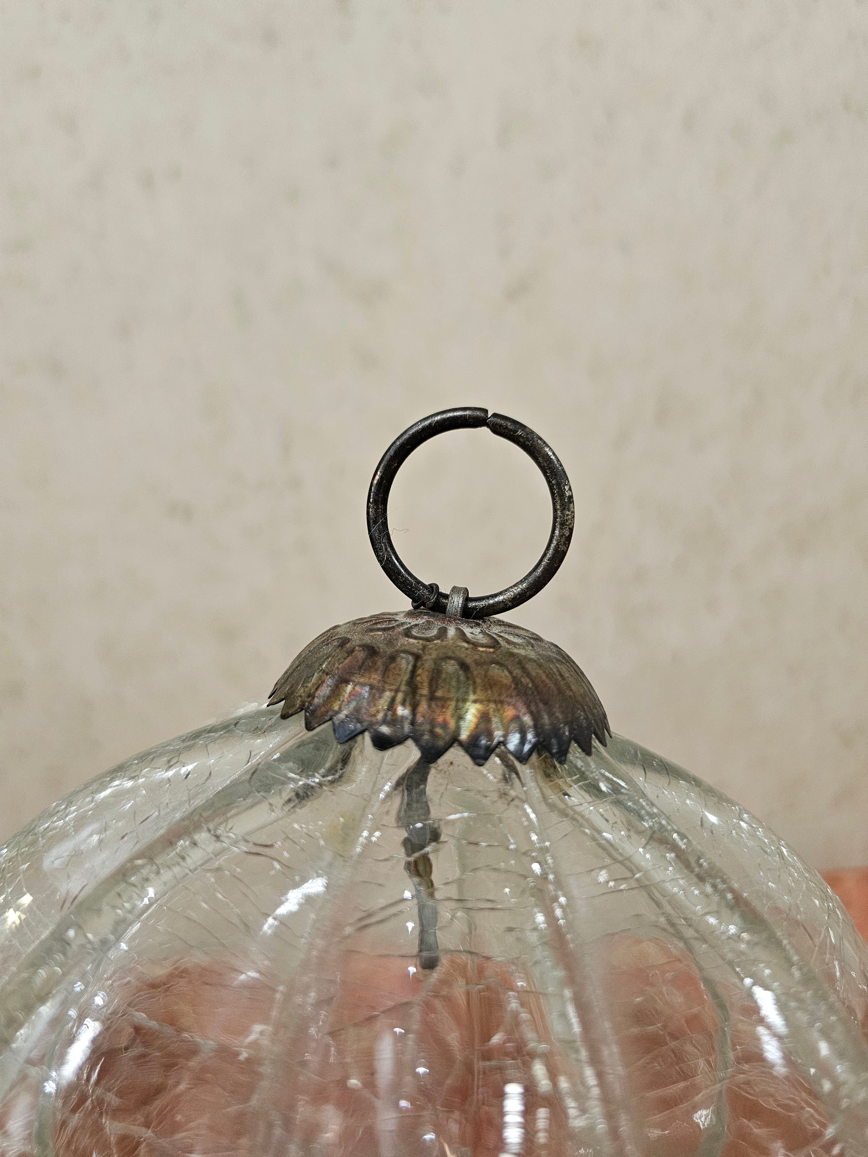 Grote glazen heksenbal helder krakelee glas pompoenvorm 16 cm