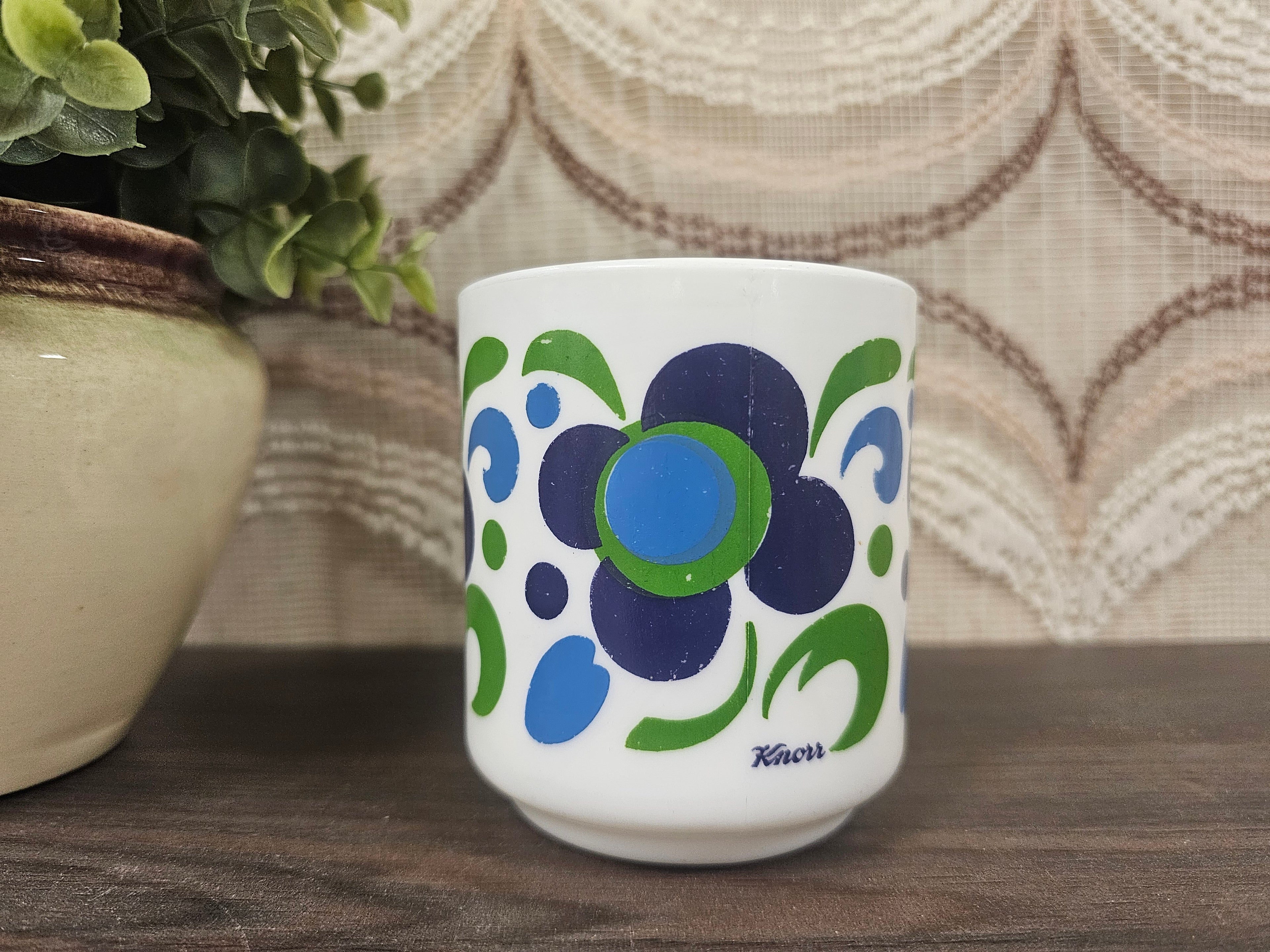 Arcopal France beker blauwe groene bloemen Knorr