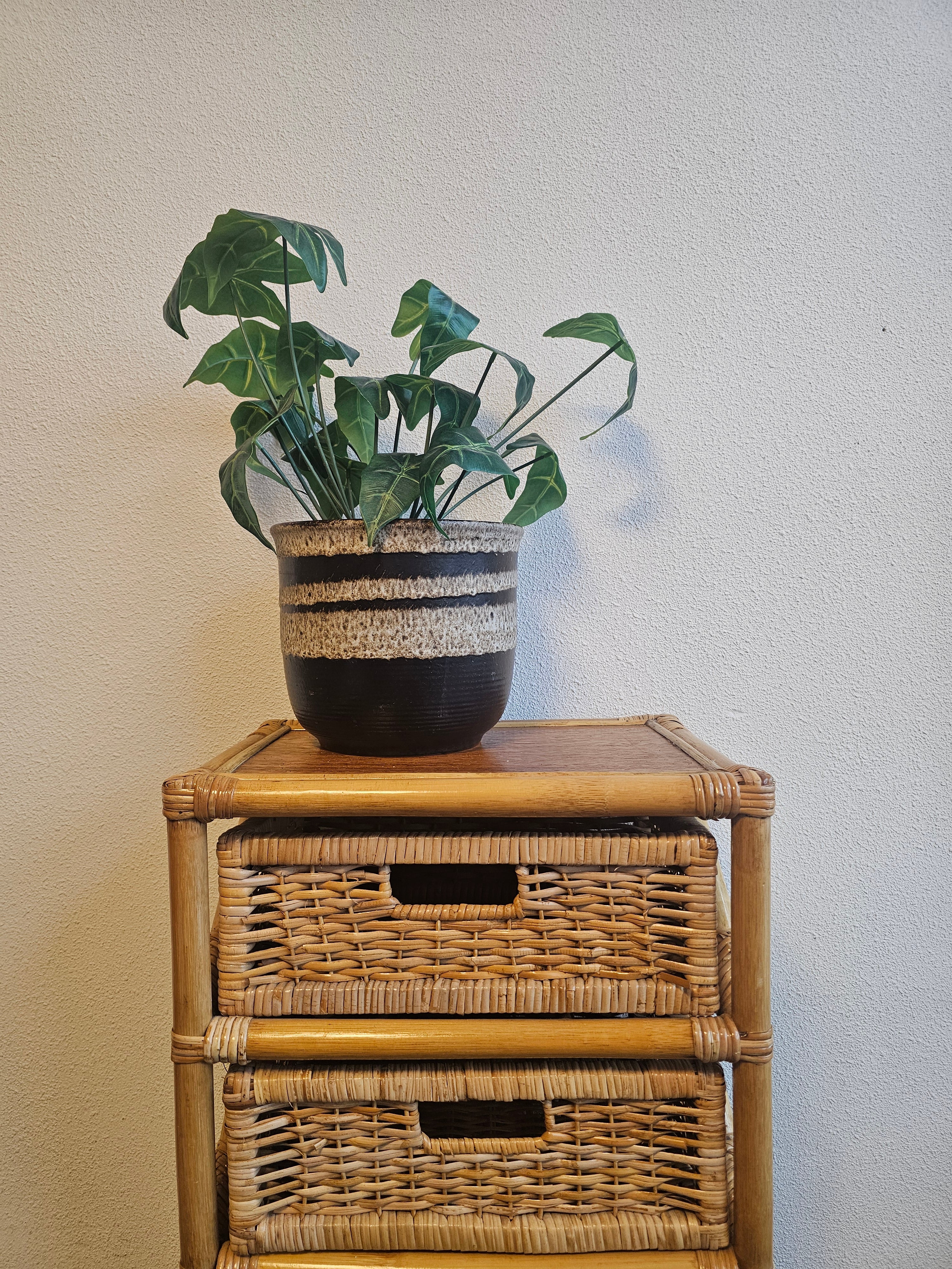 Vintage rotan ladekast met 4 lades 77 x 30 x 42 cm