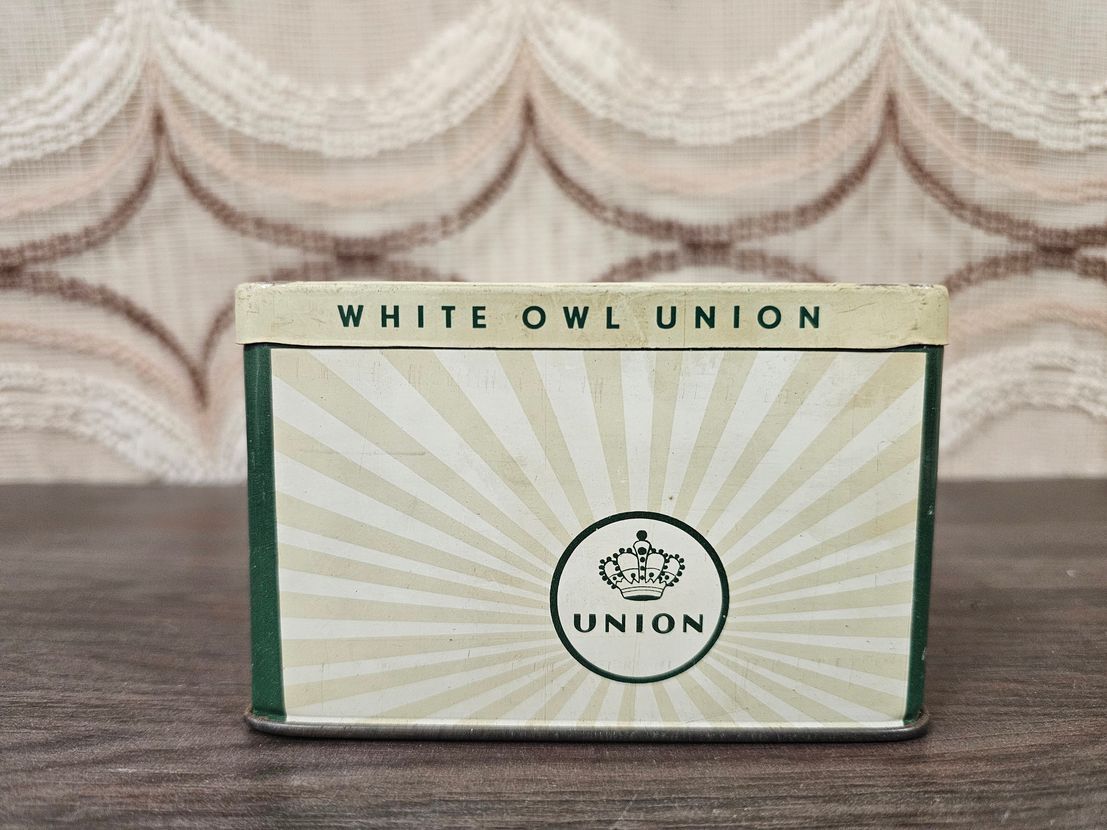 Vintage sigarenblik White Owl La Bolsa Kampen, jaren &