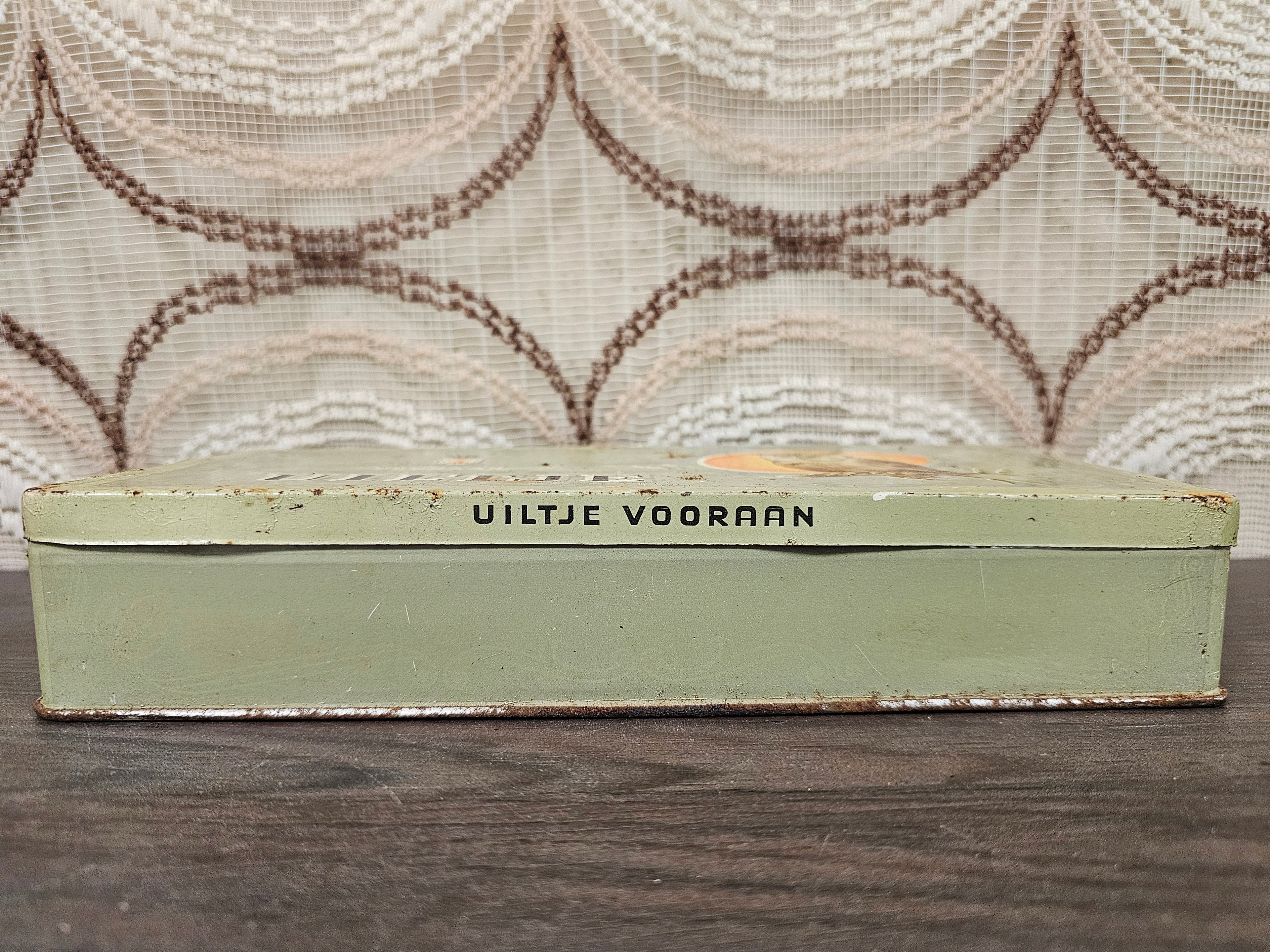 Sigarenblik Uiltje Vooraan rechthoekig vintage blik 23,5 cm