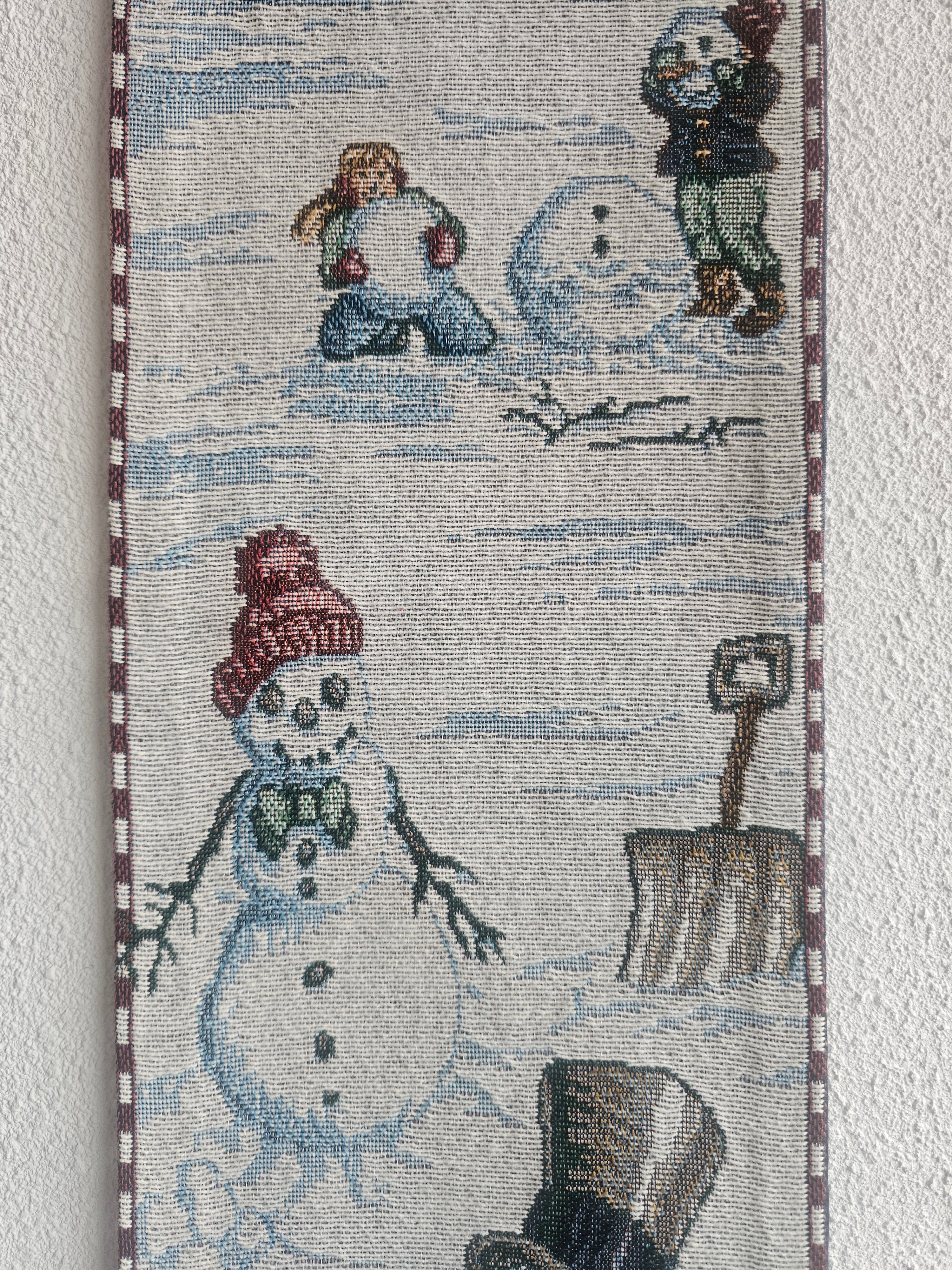 Vintage kerst wandhanger winters doek 149 × 27 cm