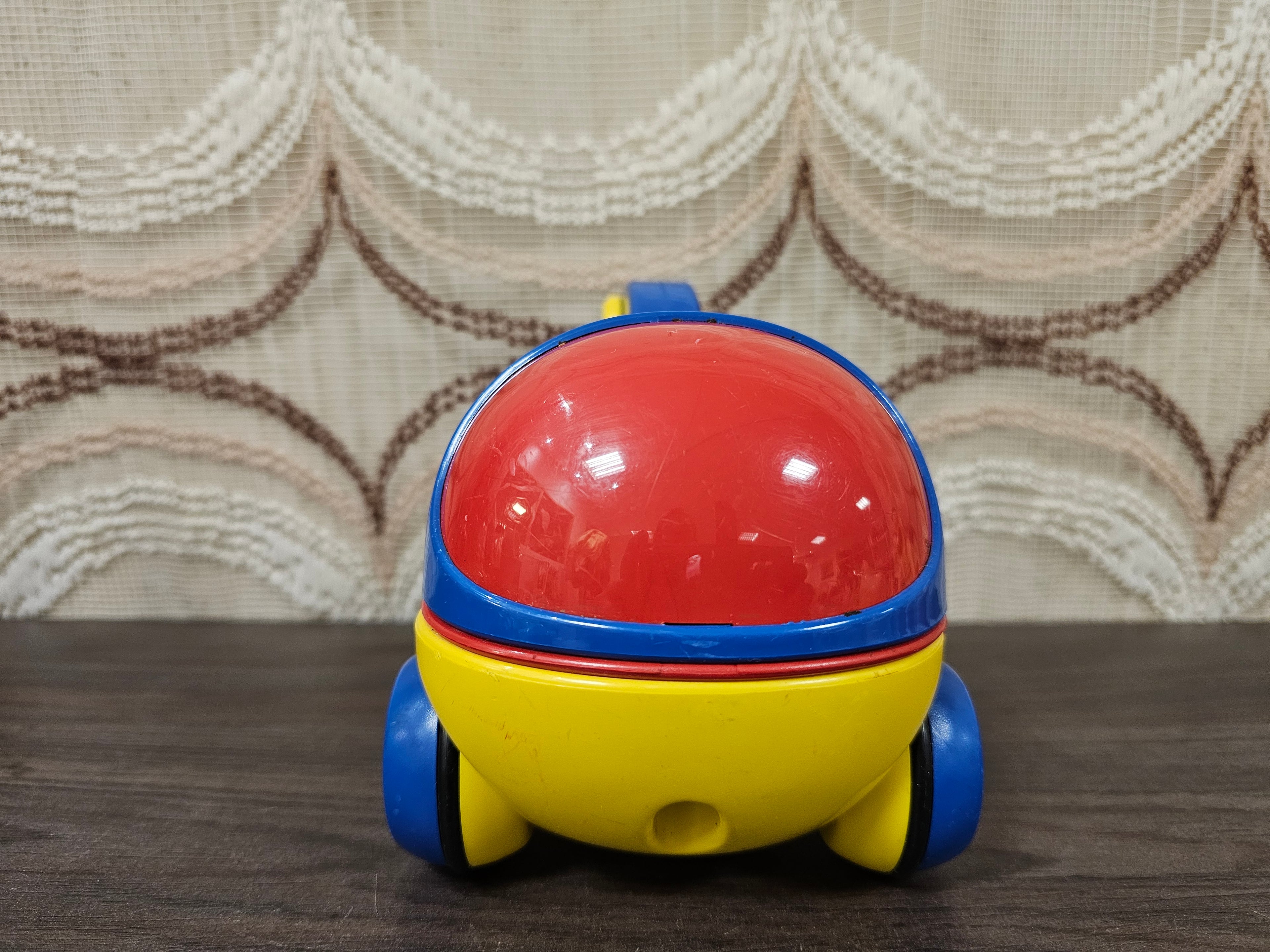 Vintage Ambi Toys takelwagen rood/blauw/geel met haak