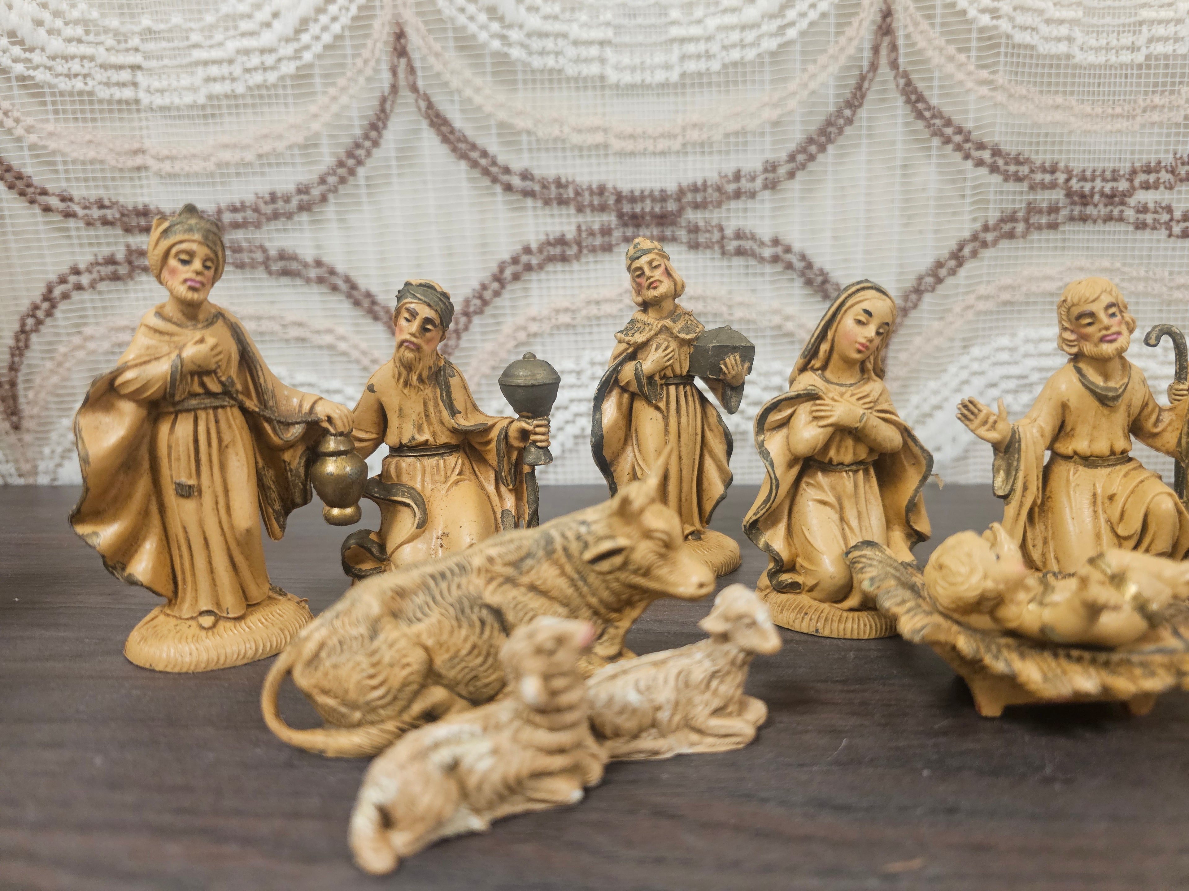 Vintage kerststal beelden set gemerkt Italy