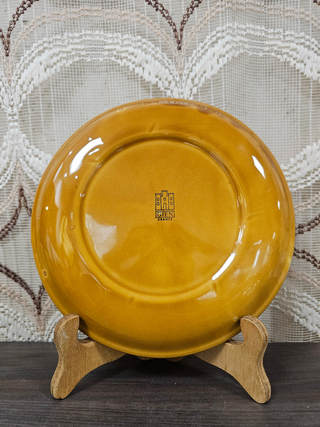 Gien France fonduebord karamelbruin vintage servies