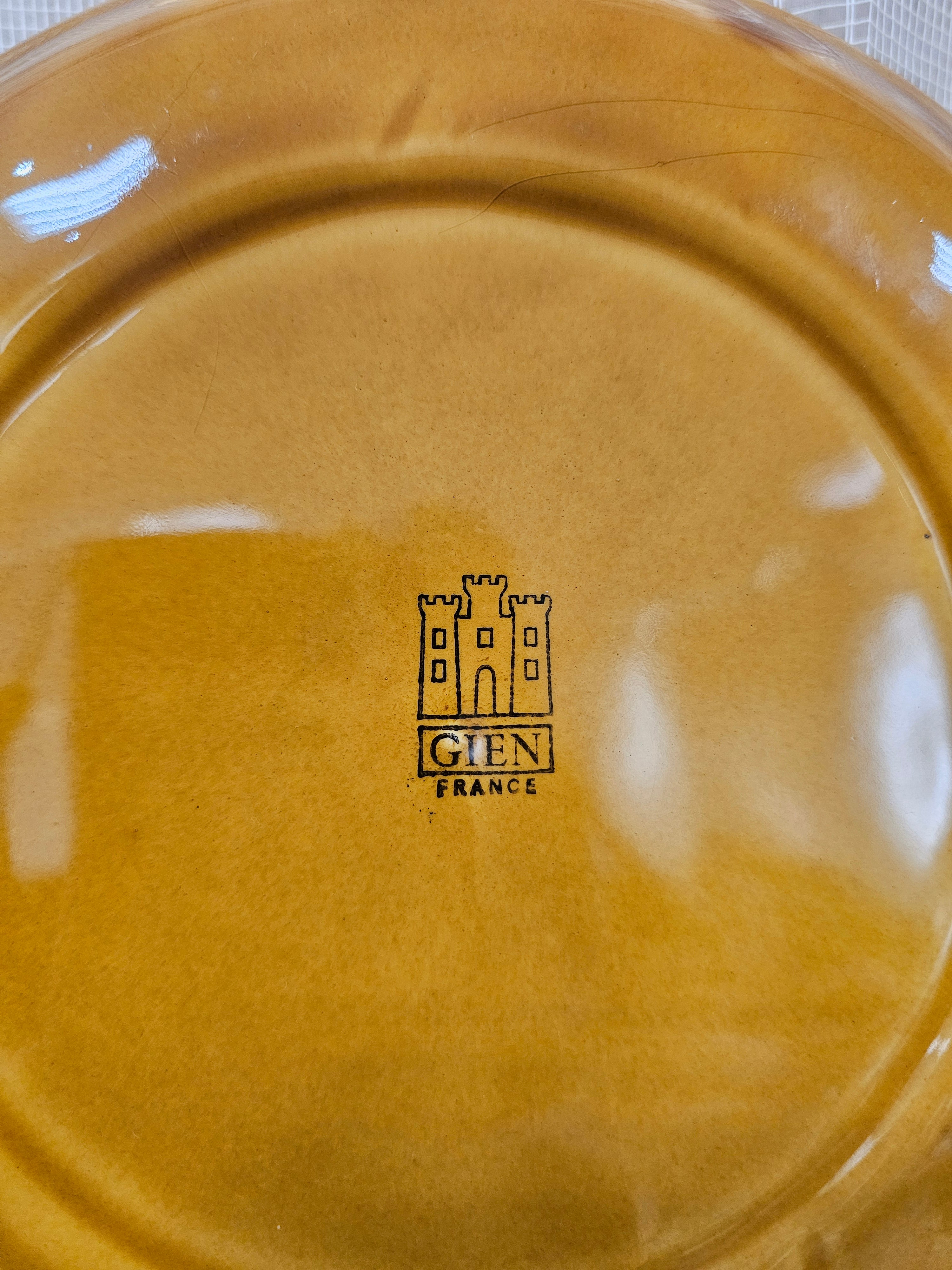 Gien France fonduebord karamelbruin vintage servies