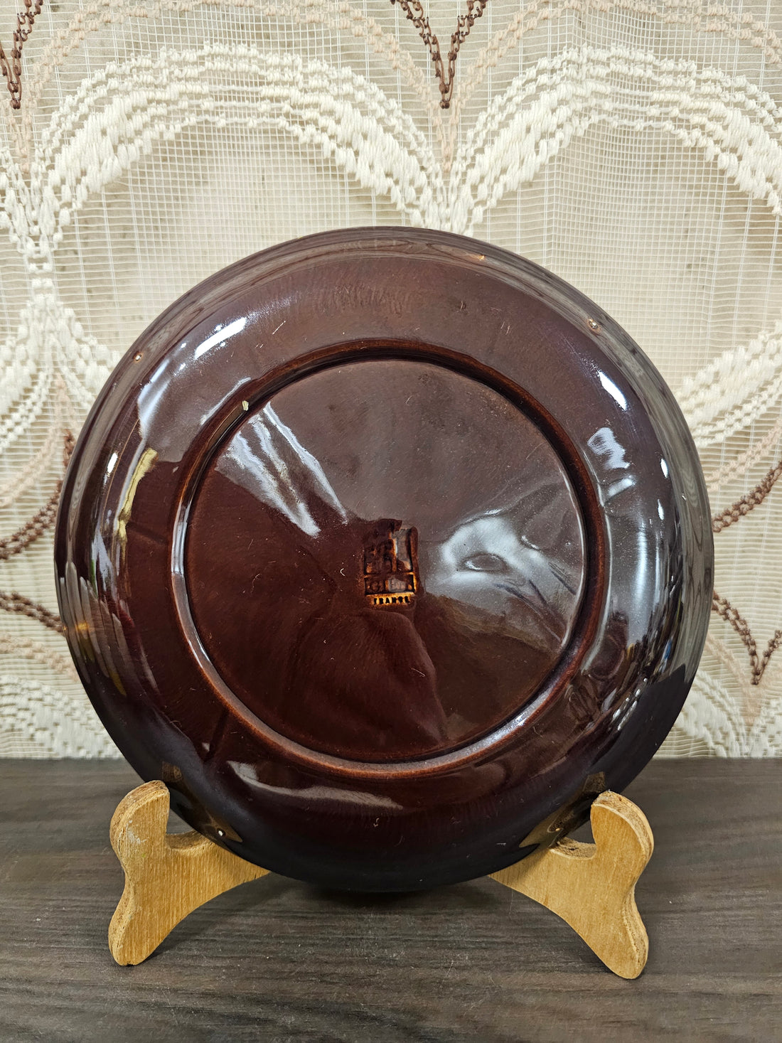 Gien France fondueborden set van 4 bruin keramiek