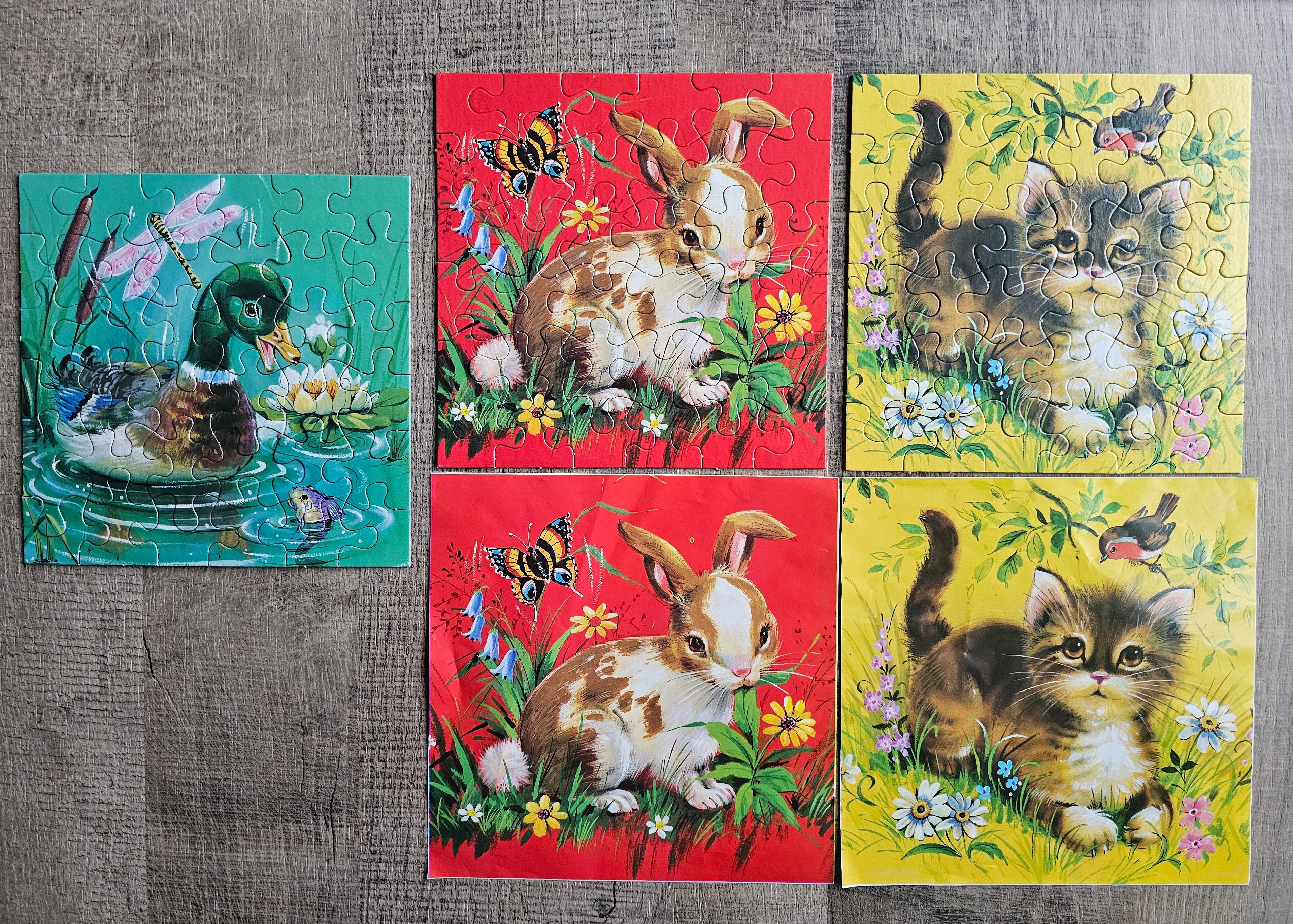 Vintage Hema puzzeldoos 3x36 stukjes