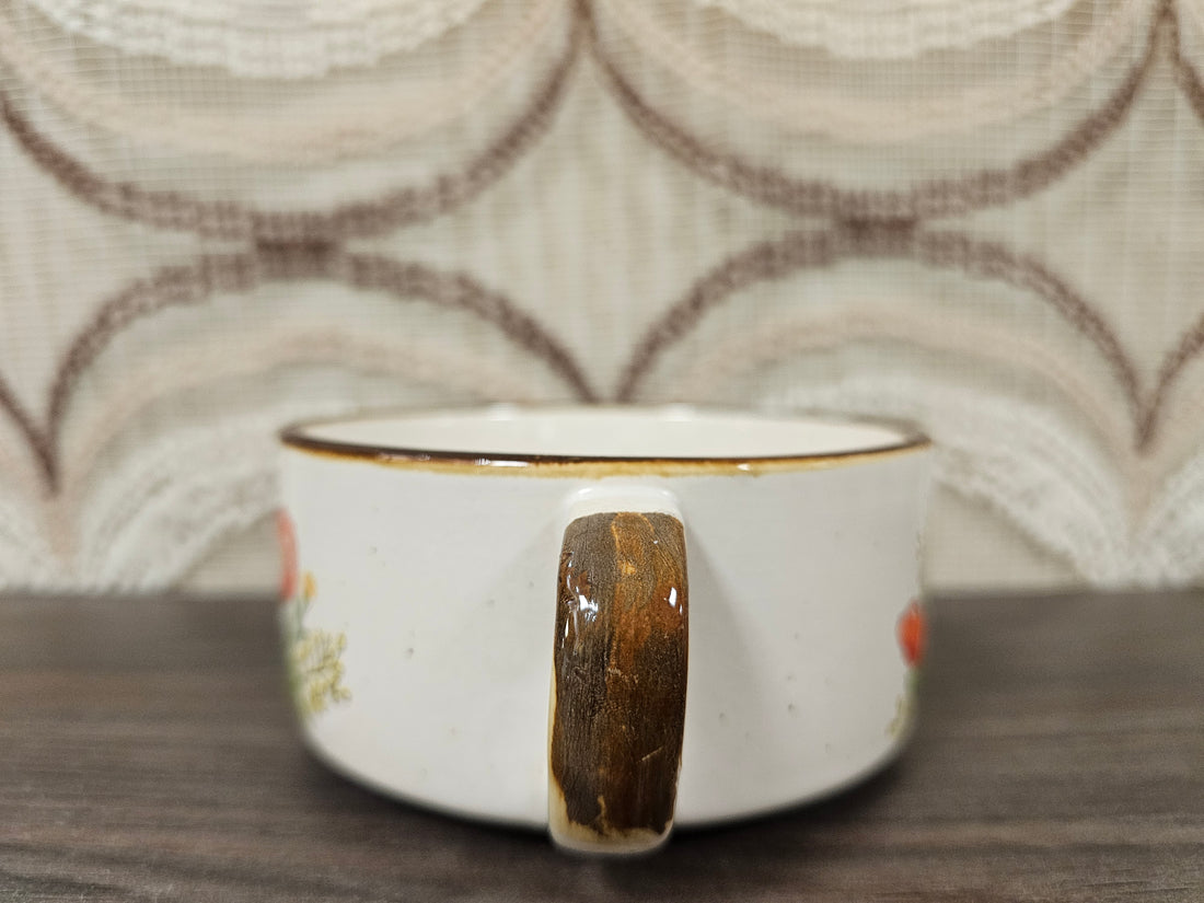 Wildflower soepkom met klaprozen jaren 70 vintage servies