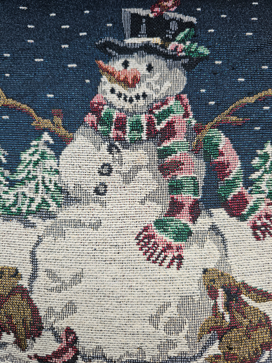 Gobelin kerstkussenhoes met sneeuwpop 38 x 40 cm, met rits