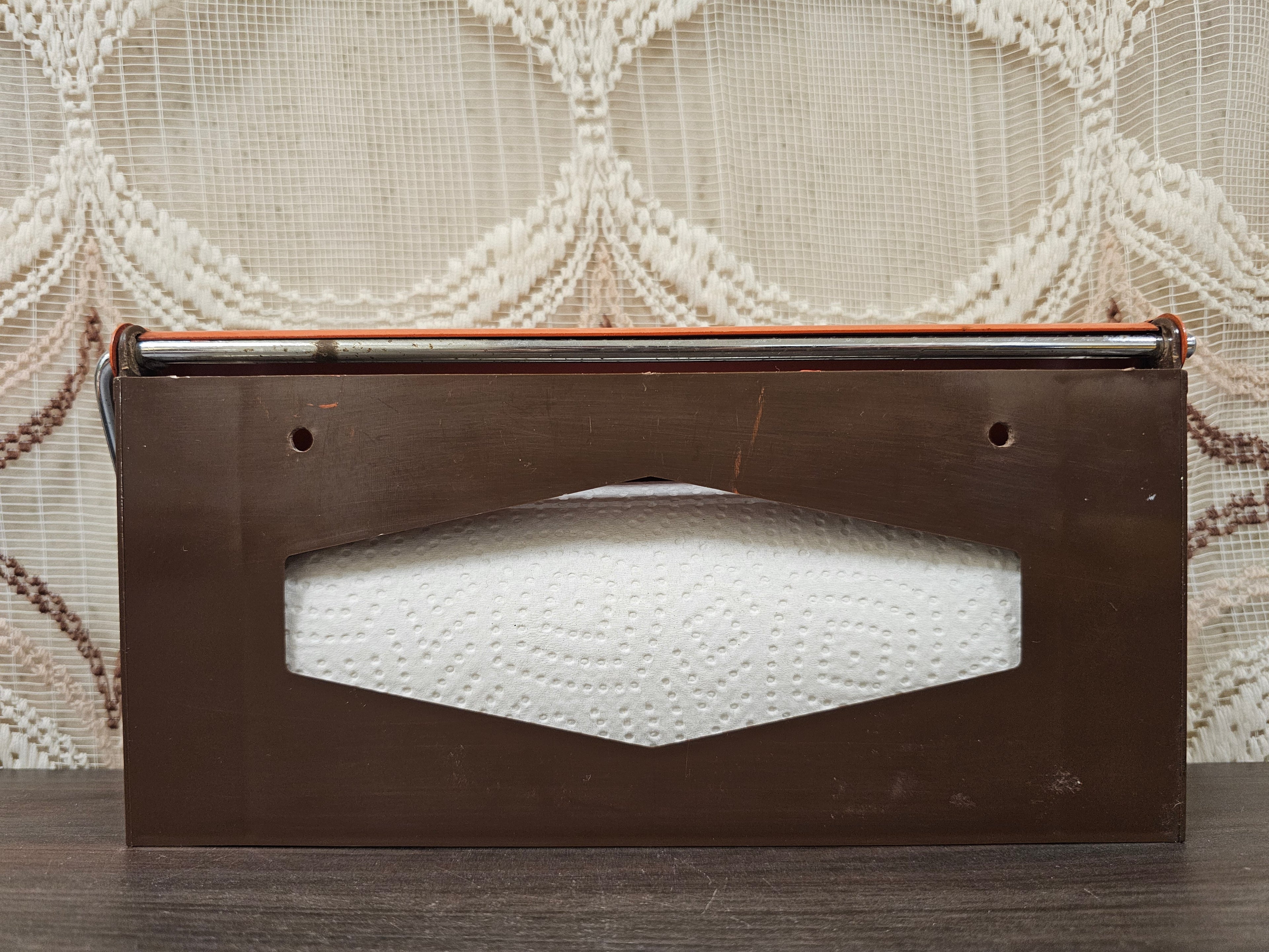 Brabantia keukenrolhouder wandmodel jaren ’70 bruin/oranje