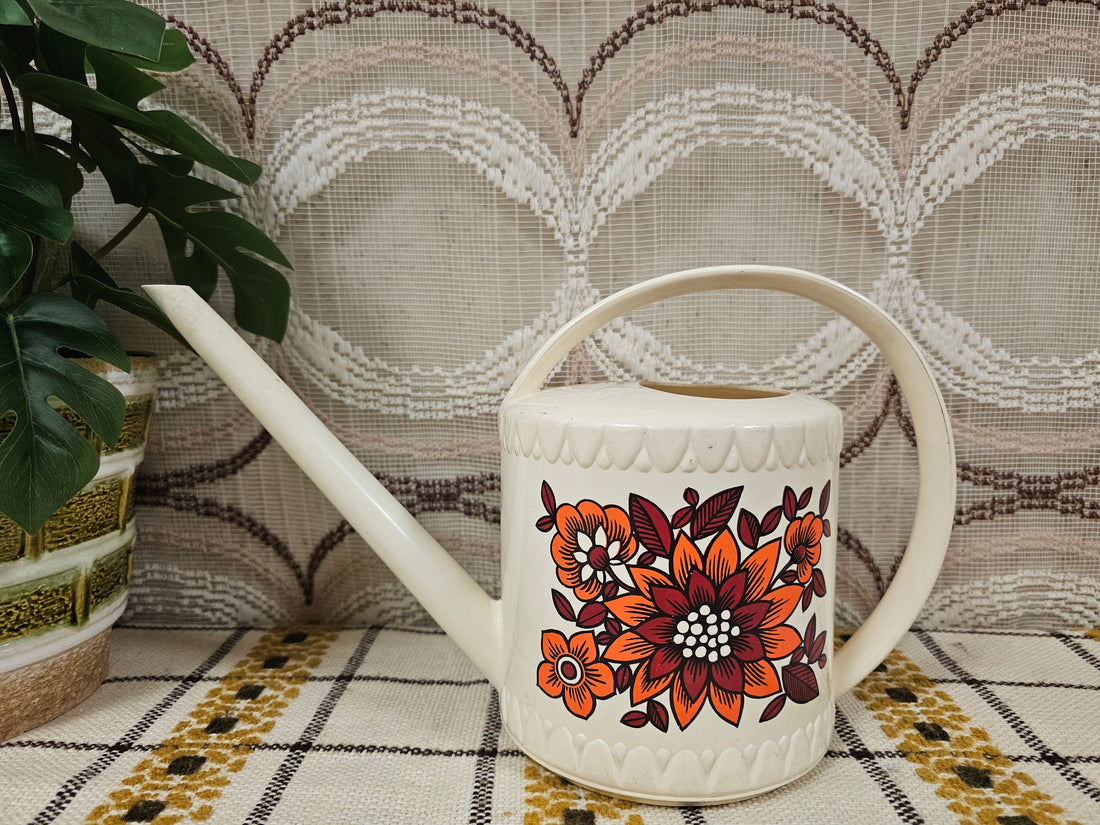 Emsa gieter vintage kunststof met bloemendecor