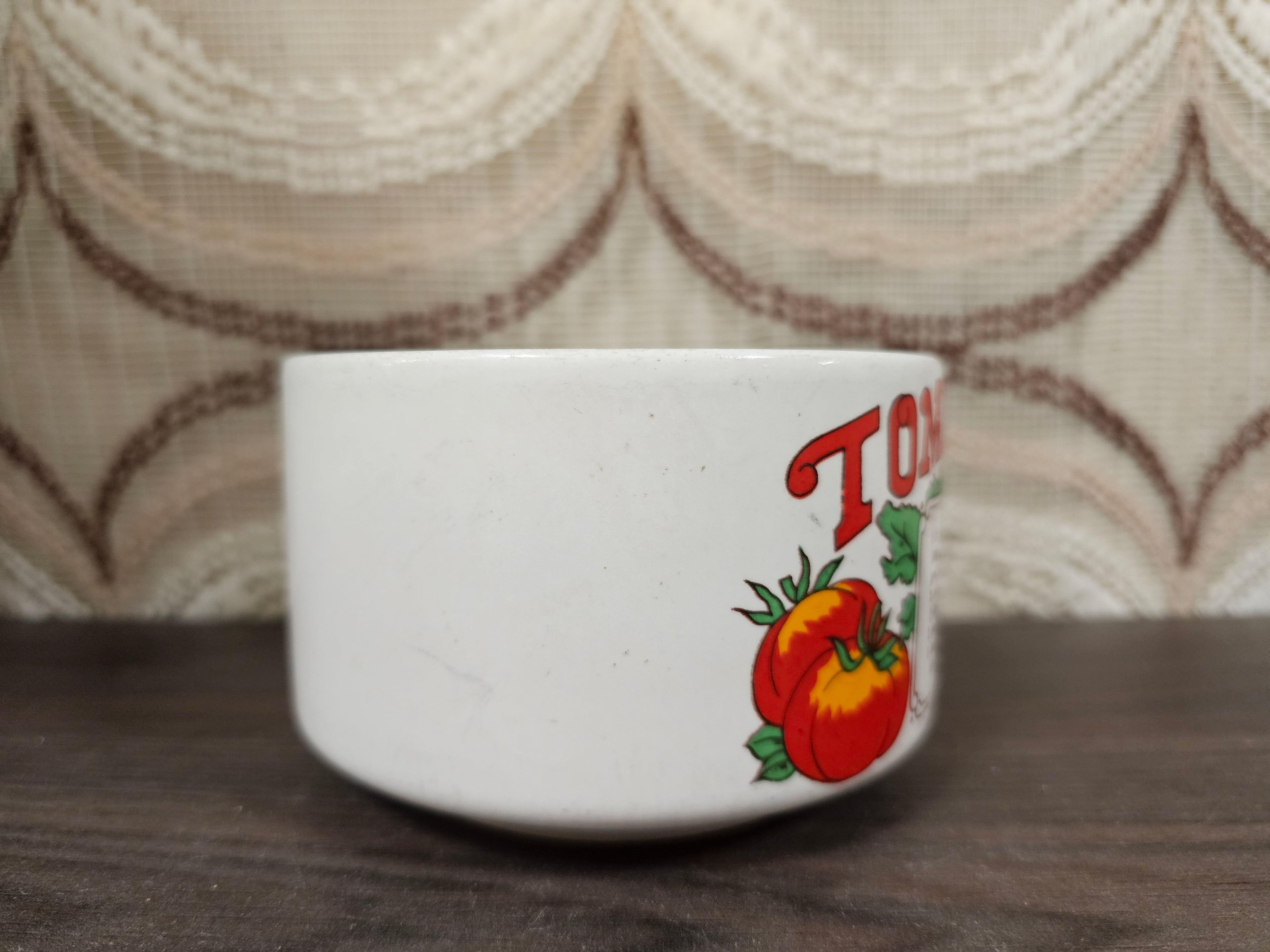Vintage soepkom tomatensoep met recept