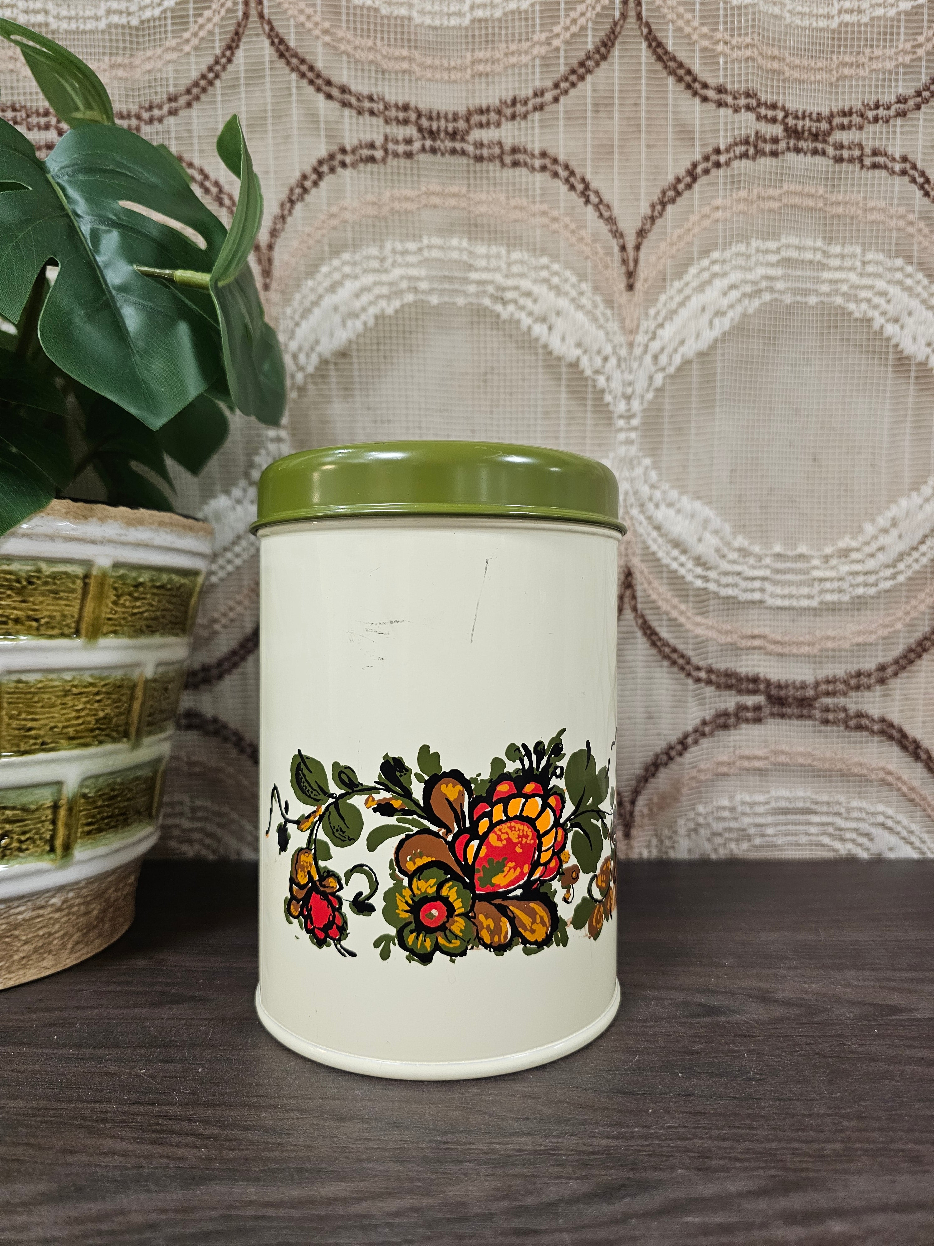 Vintage suiker blik met bloemen