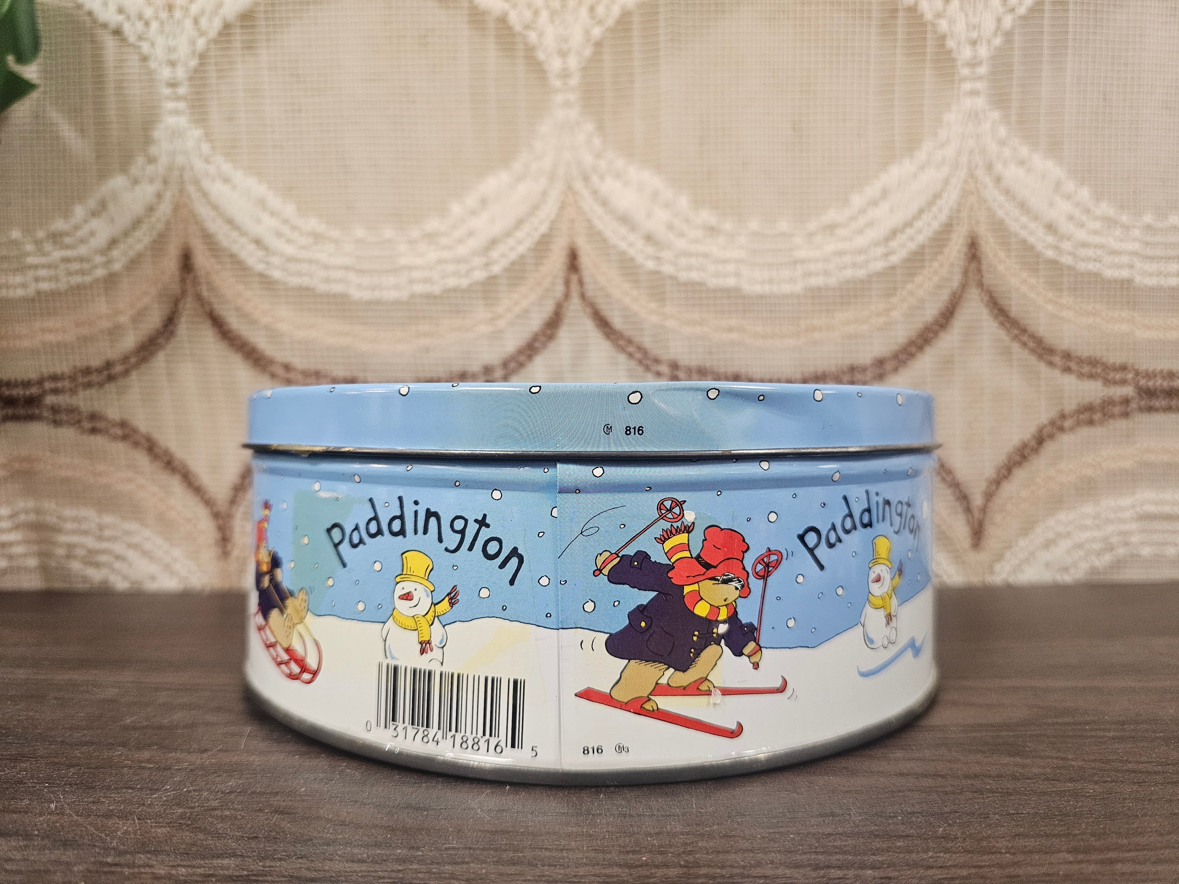 Paddington Bear koekblik winter ski’s