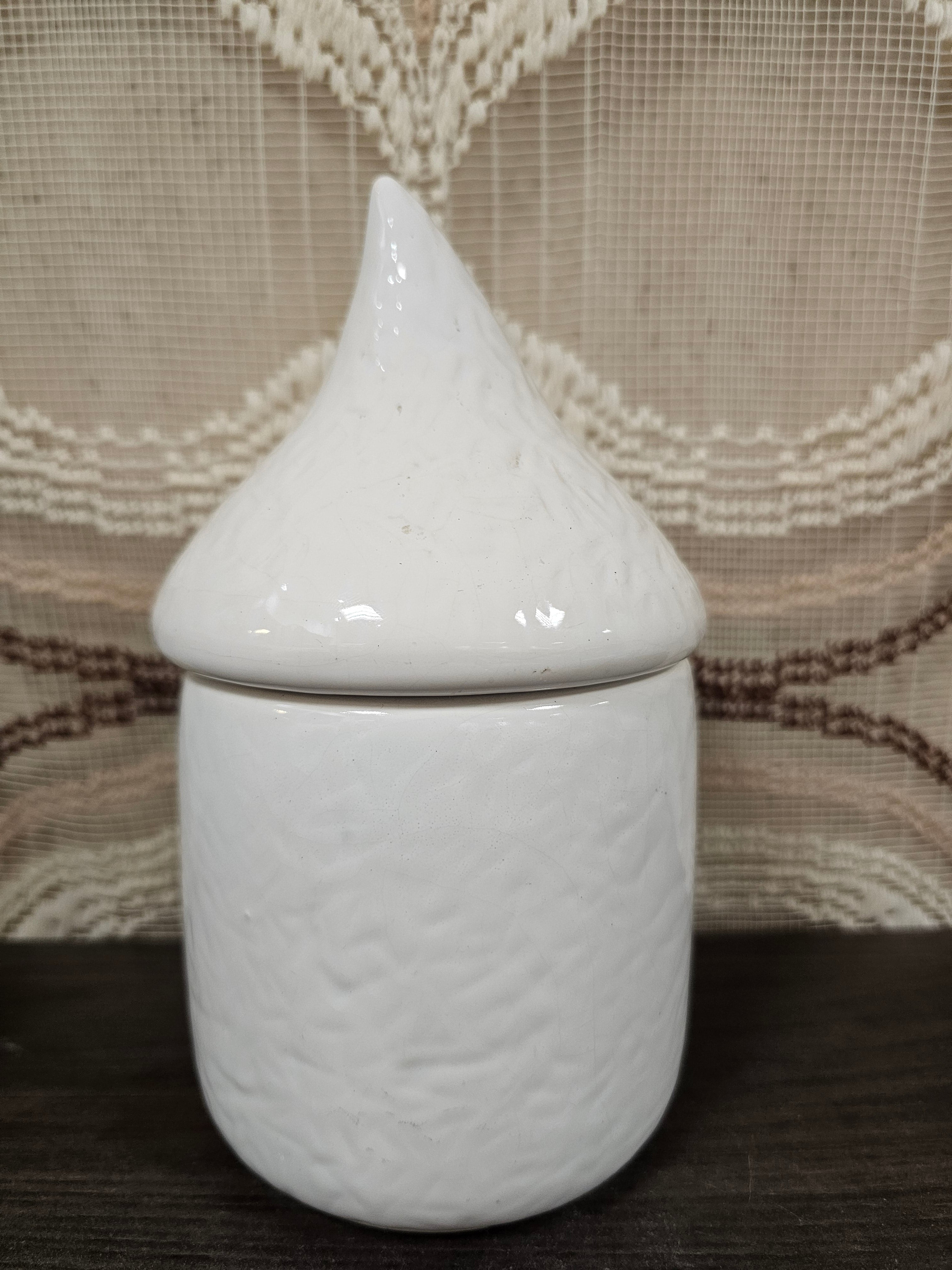Vintage keramiek pot met gezicht wit THEE