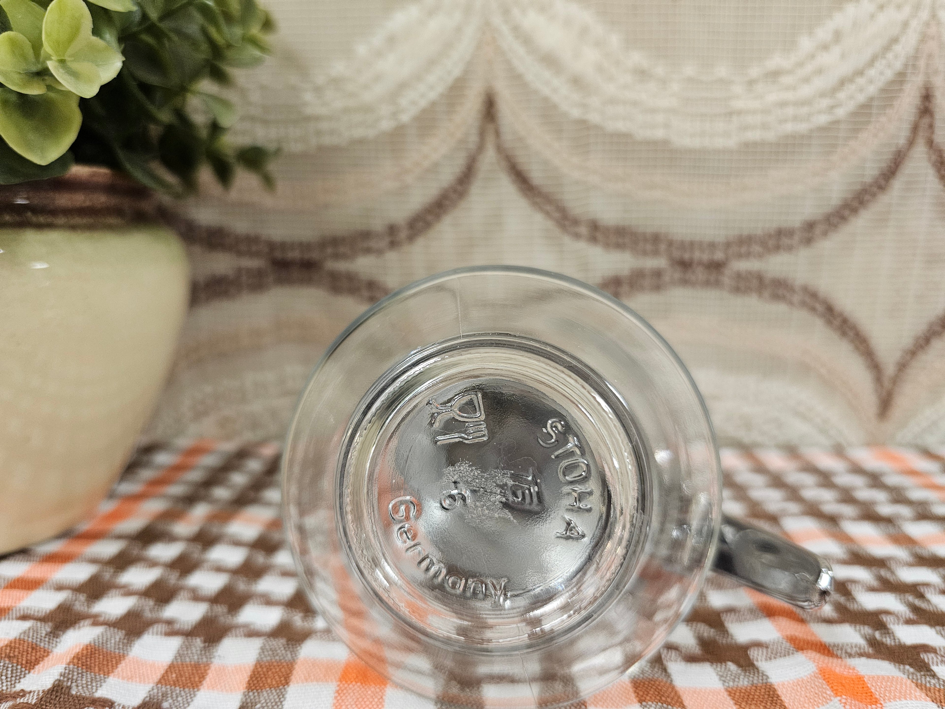 Vintage Stoha glazen suikerstrooier met metalen schuif