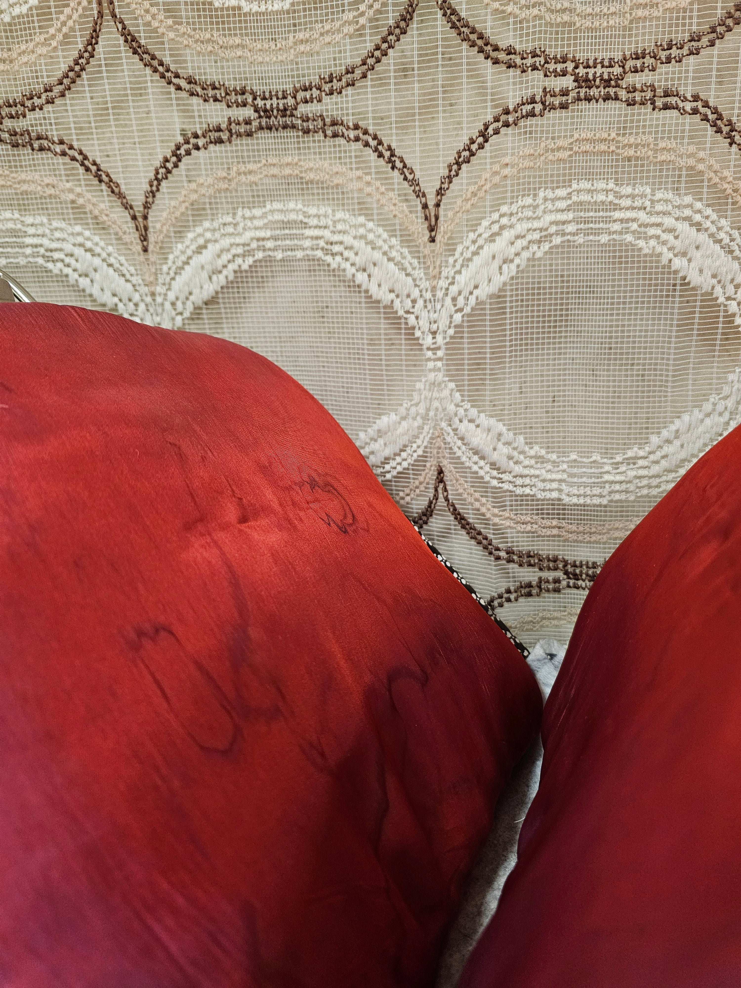 Vintage theebeurs met knip – bruine stof met bloemenpatroon