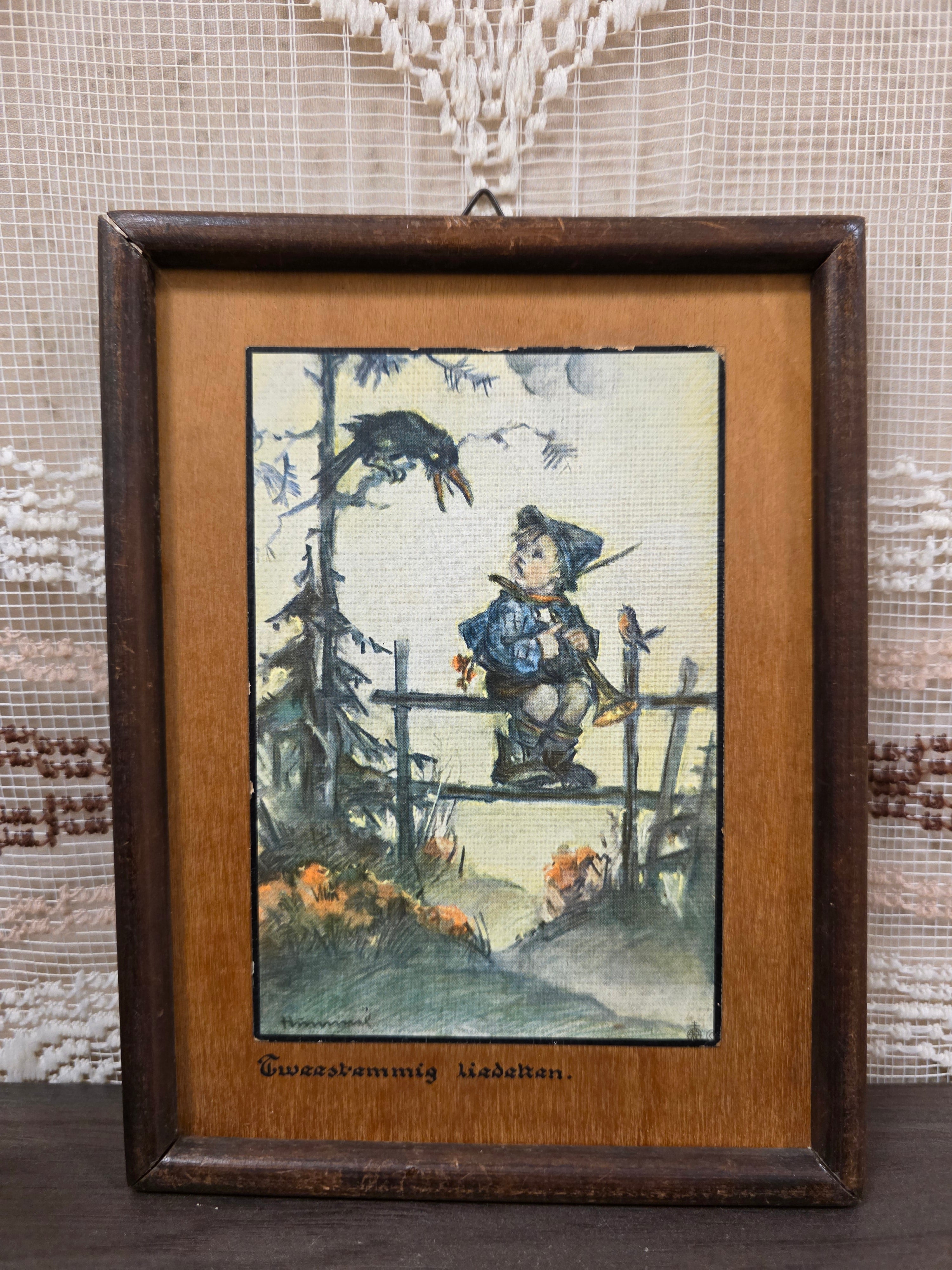 Vintage Hummel prentje op hout – tweestemmig liederen zingen