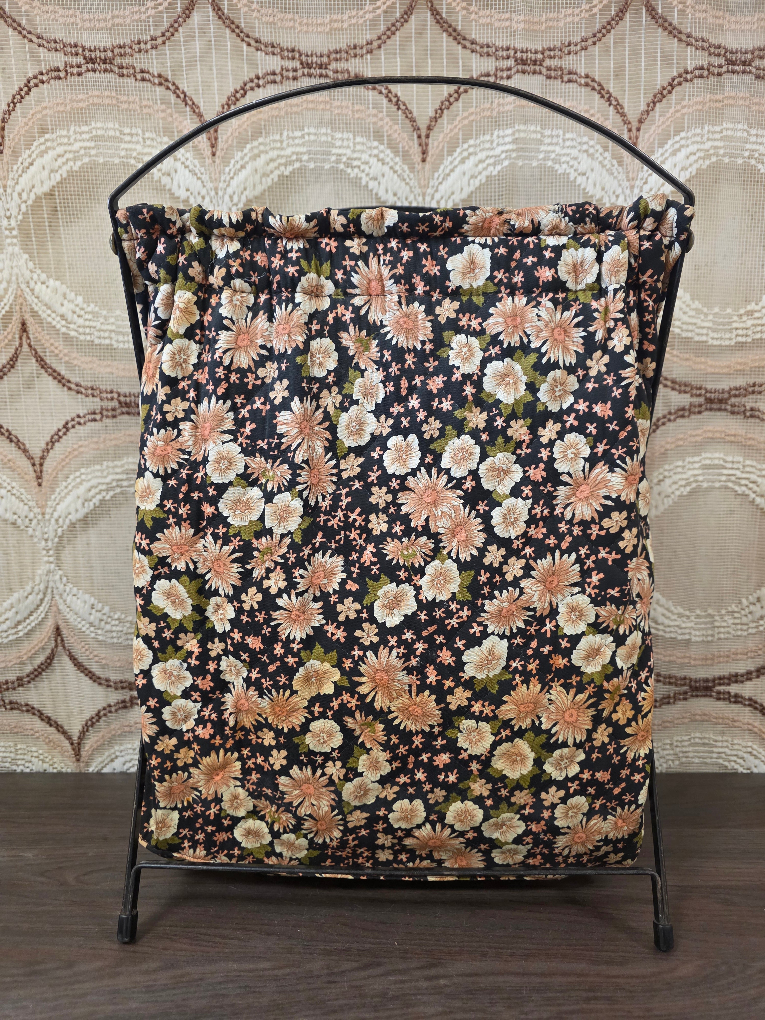 Vintage opvouwbare breimand met bloemenstof