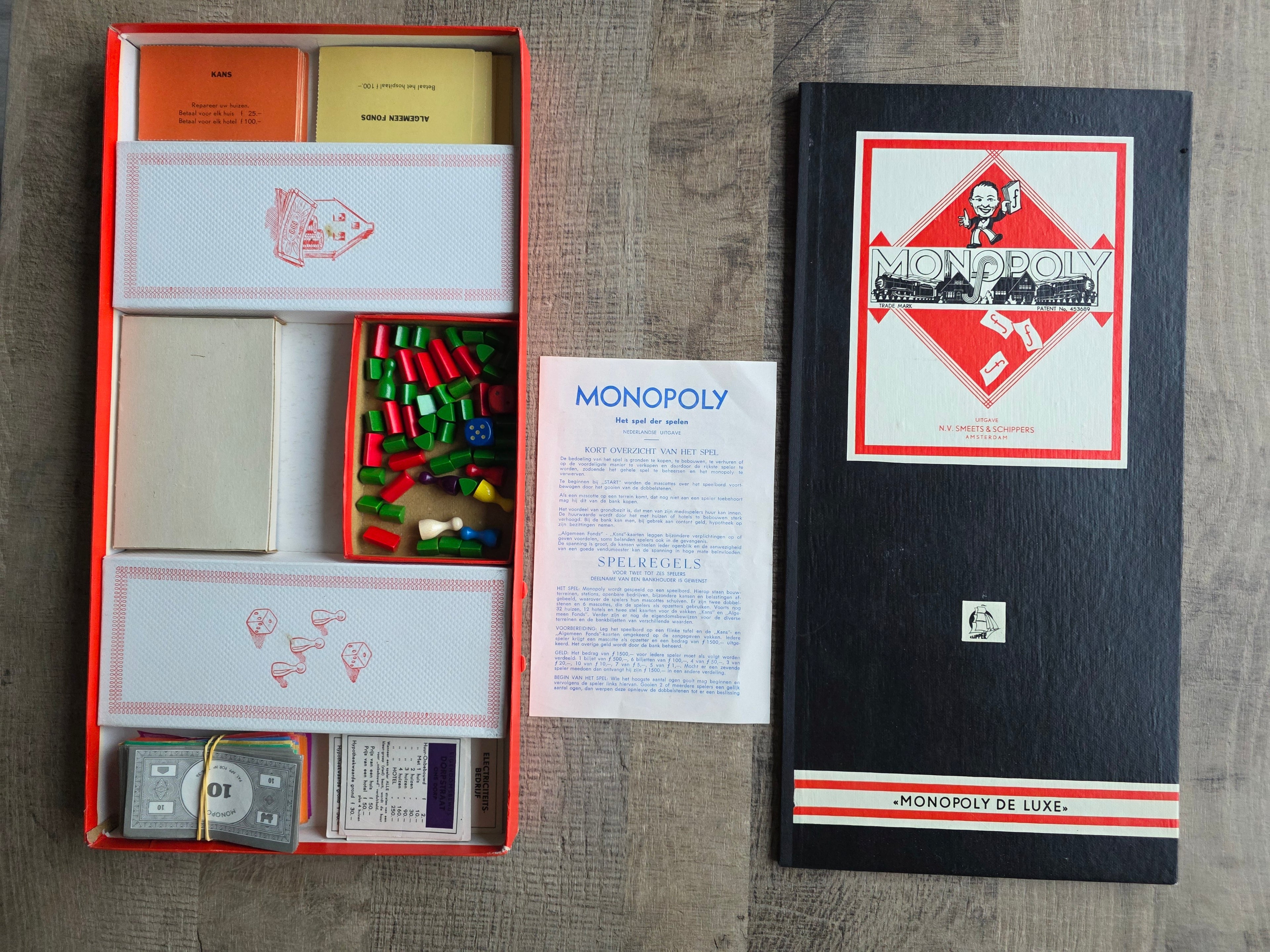 Clipper Monopoly zwarte doos guldens compleet vintage spel