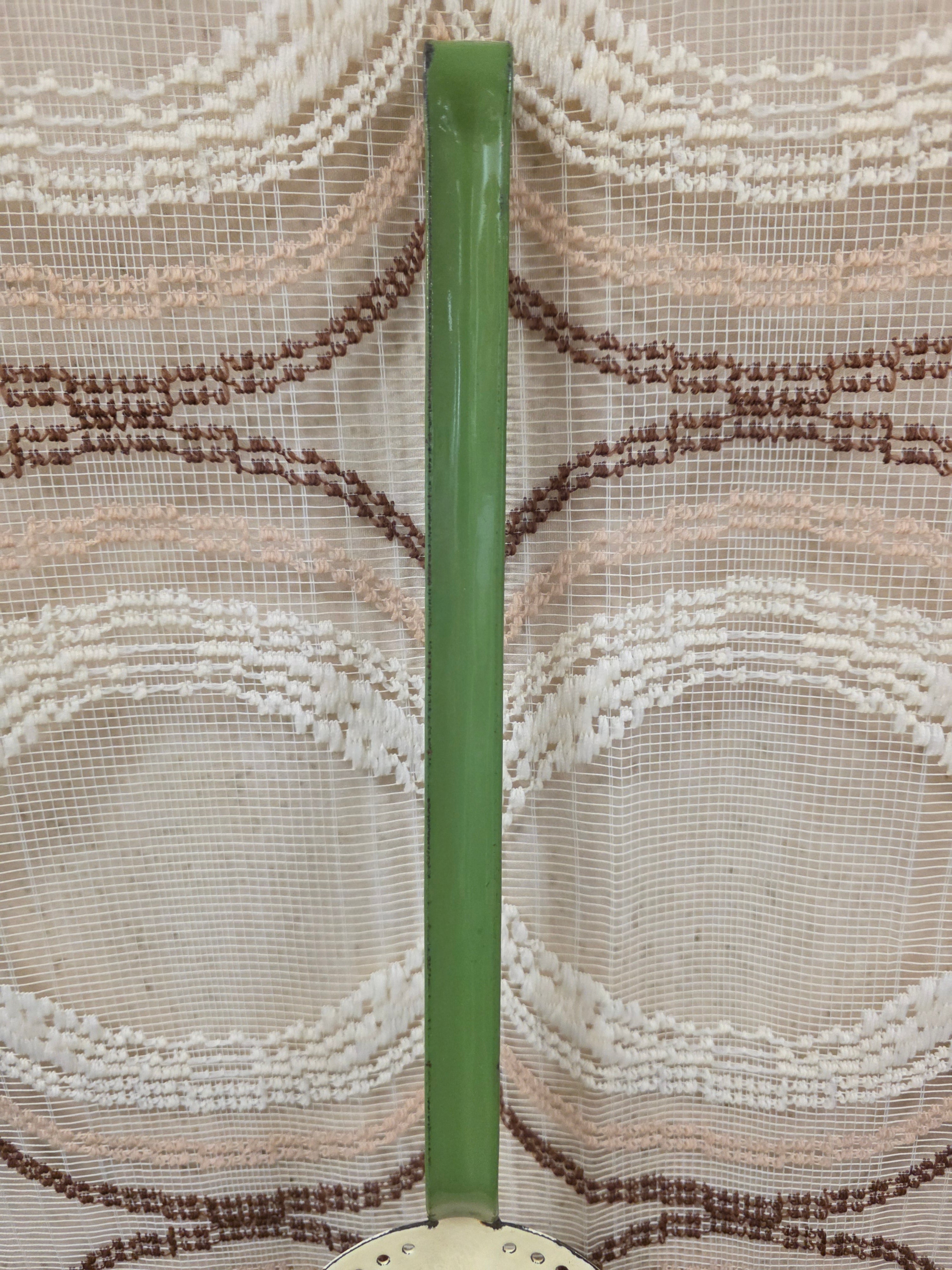 Vintage emaille schuimspaan reseda groen