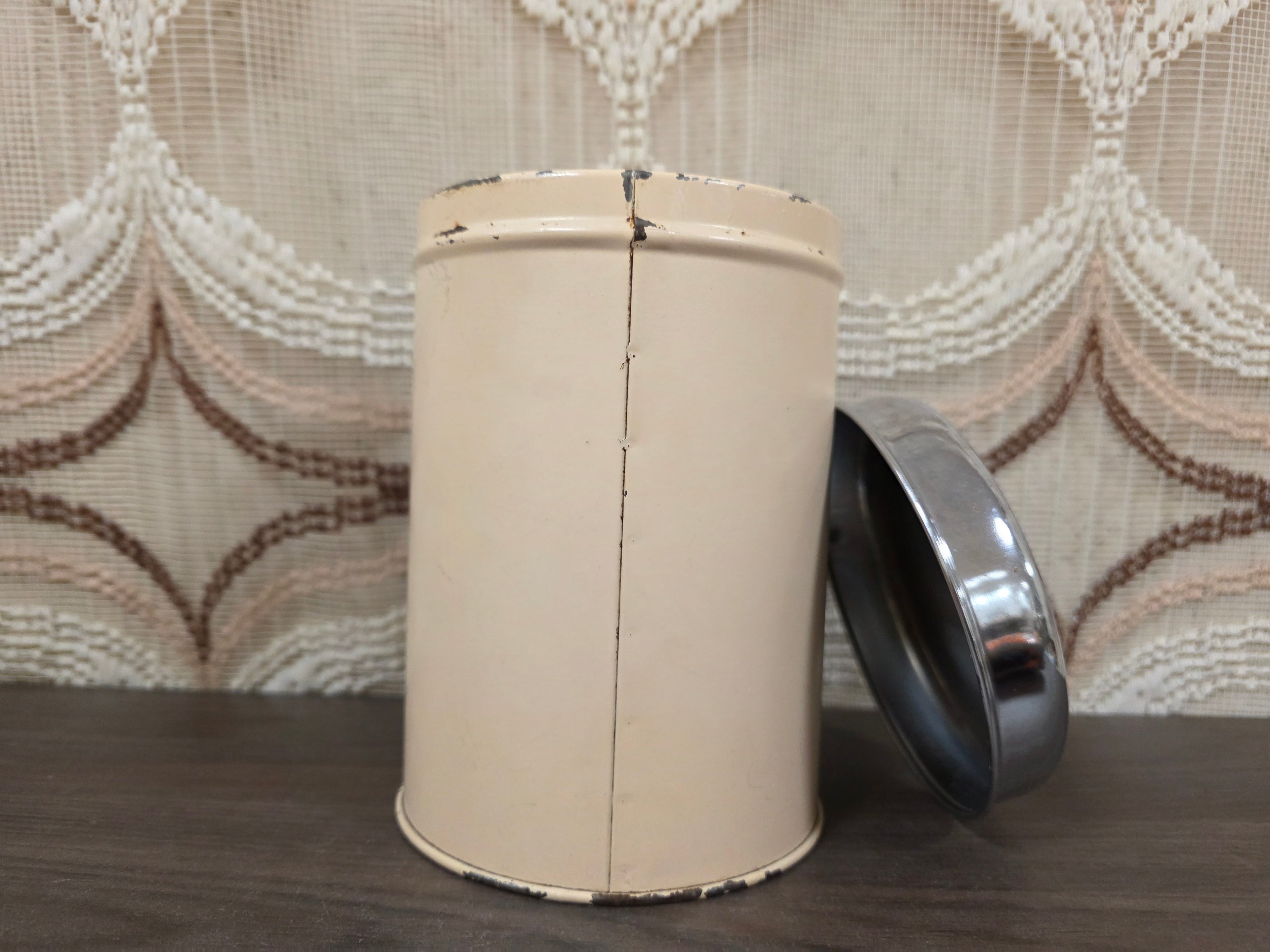 Brabantia suikerblik vintage jaren ’70 crèmekleurig