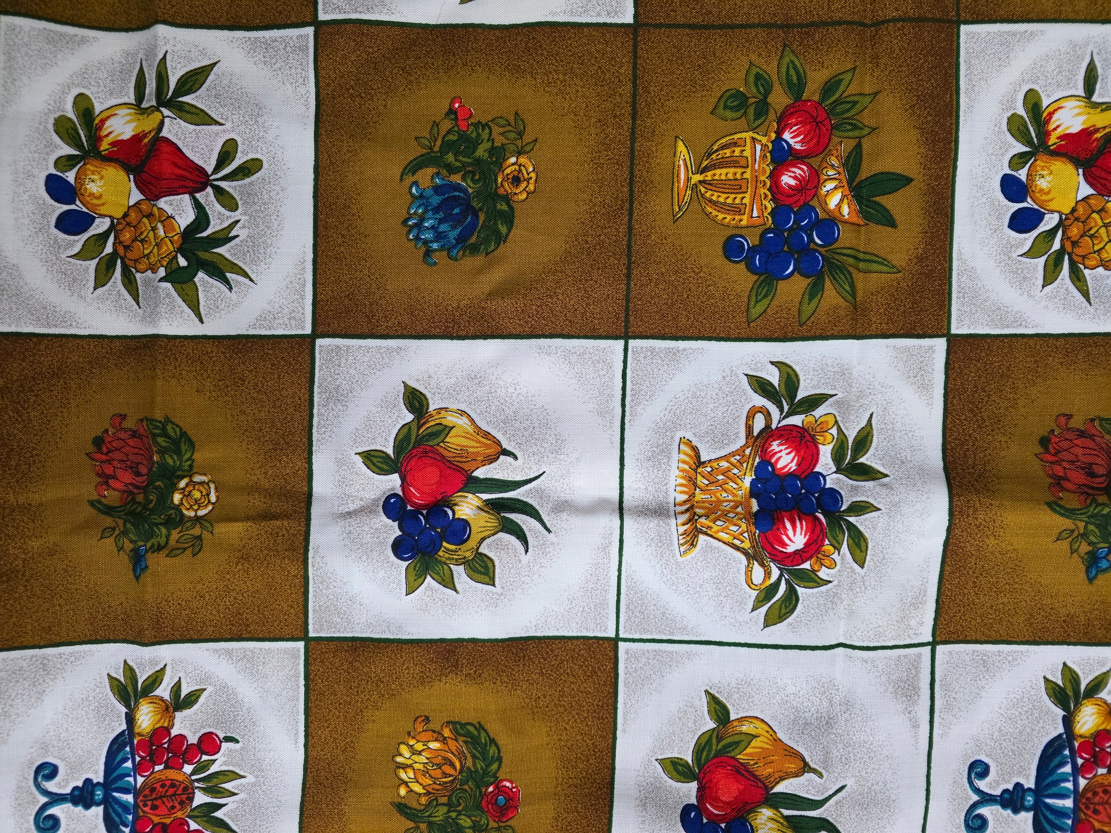 Vintage stof coupon Zantrel fruitmotief 133 x 120 cm