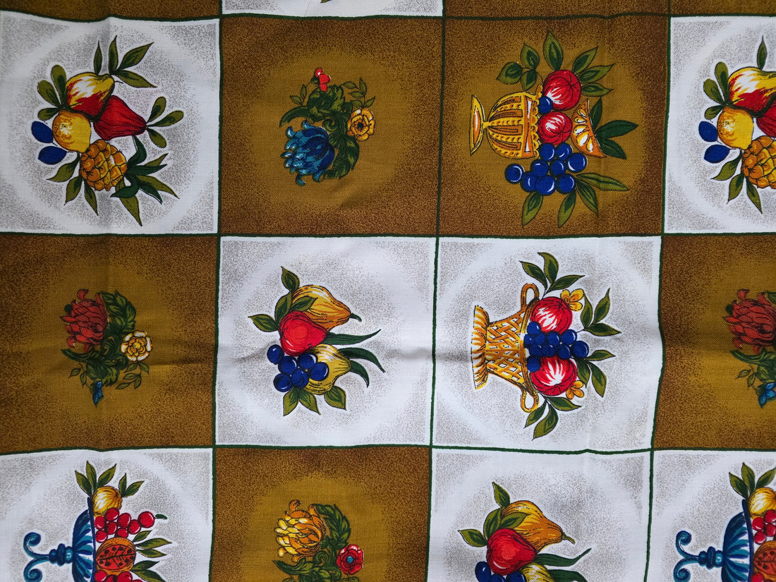 Vintage stof coupon Zantrel fruitmotief 133 x 120 cm