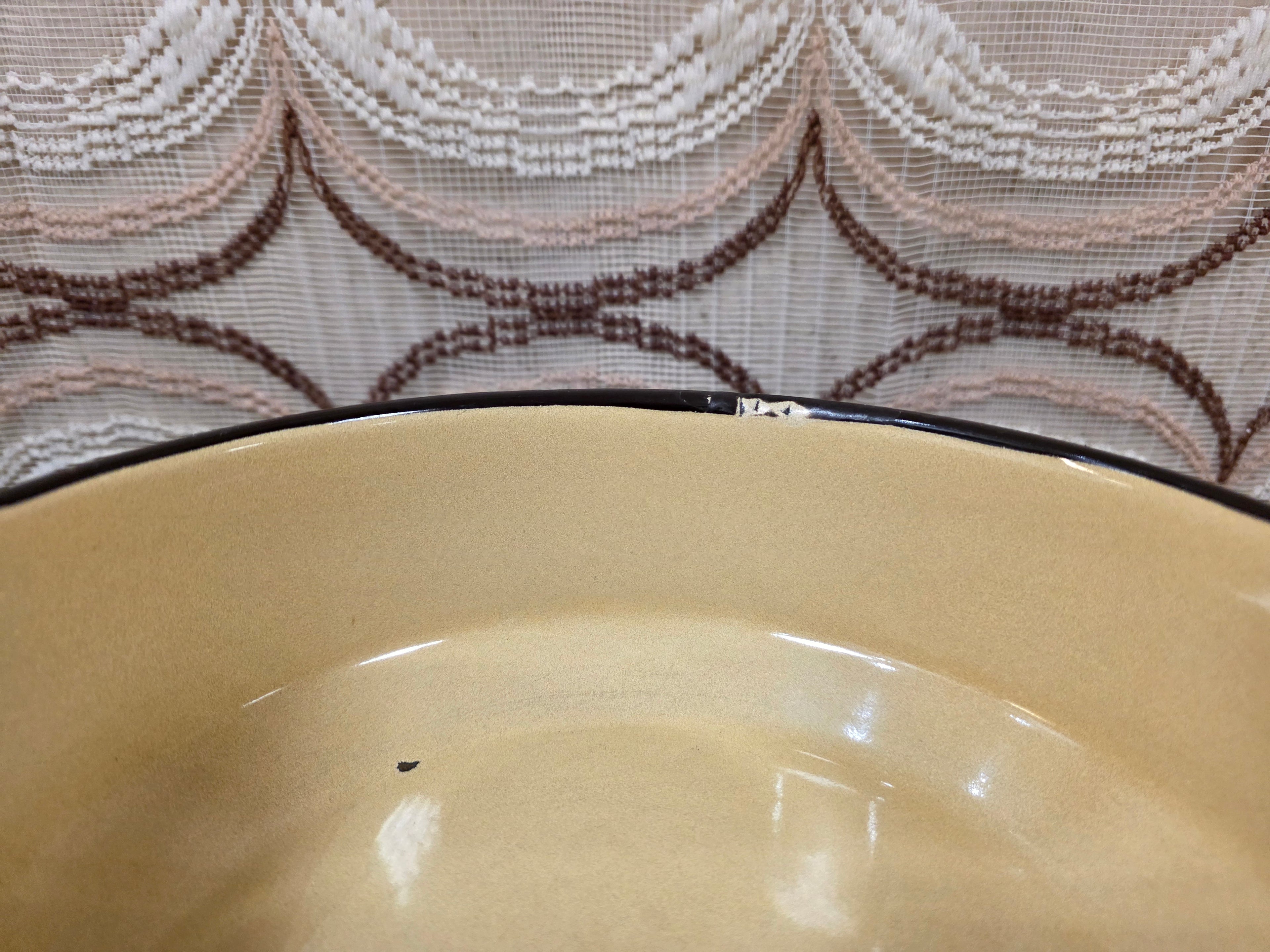 Vintage emaille nestschalen set crème bruin