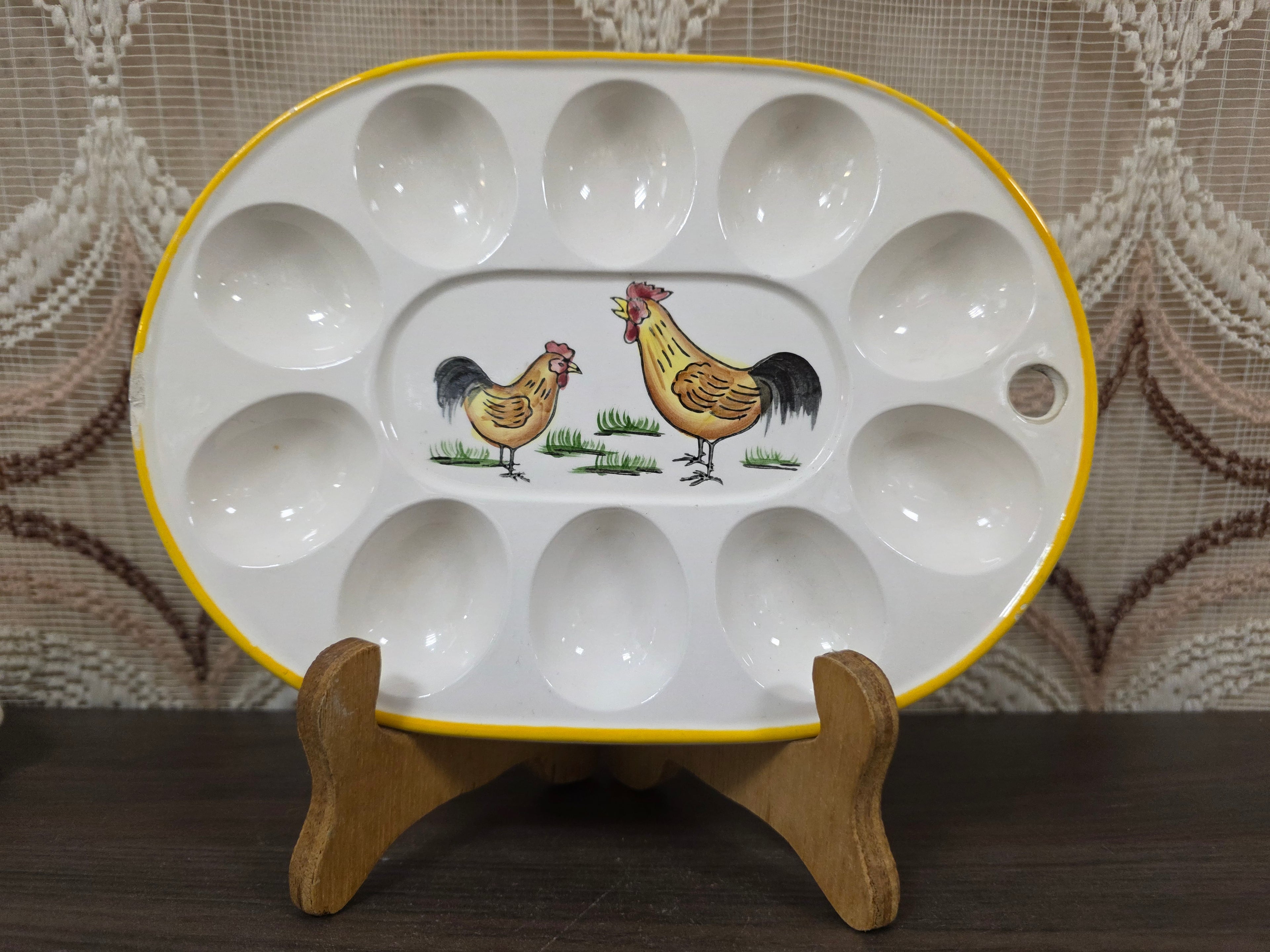 Bord voor gevulde eieren kippenprint 22,5 x 16,5 cm