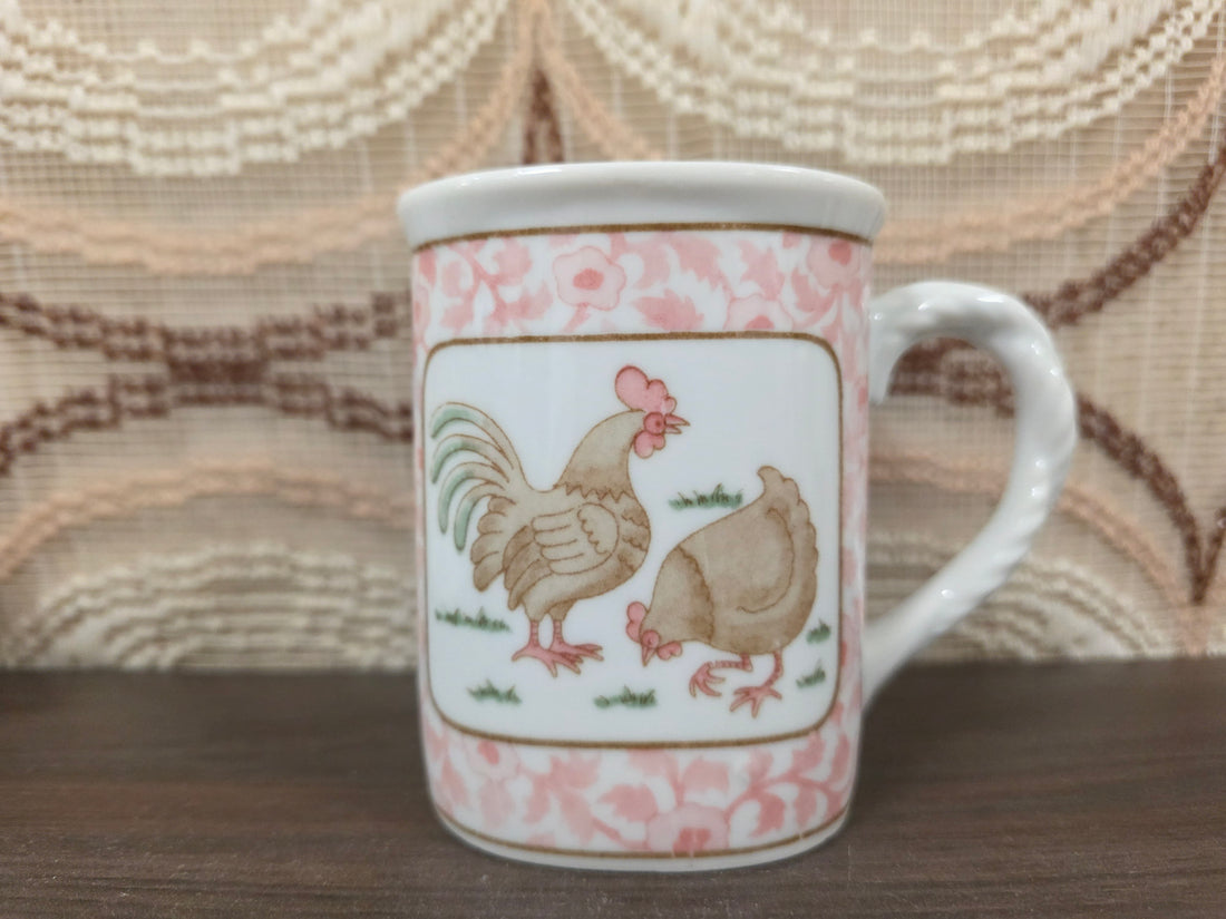 Mok met kippenprint roze