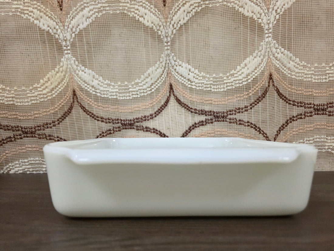 Vintage vierkante ovenschaal Anchor Hocking groen bloemenmotief