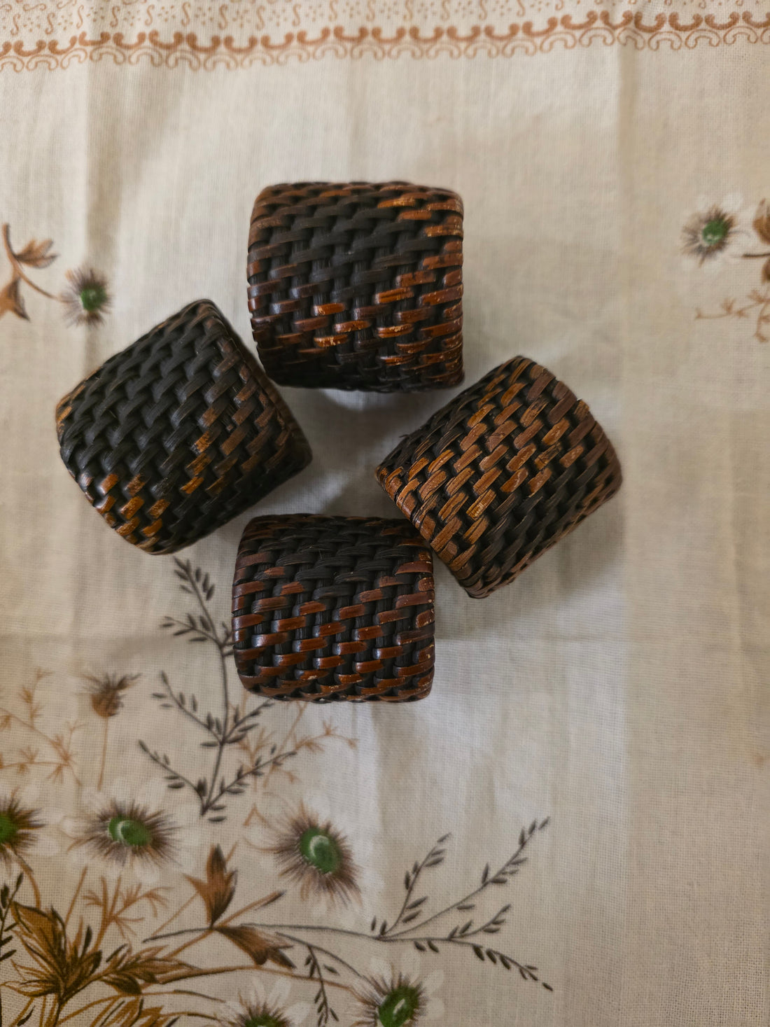 Birma rieten servetringen set van 4