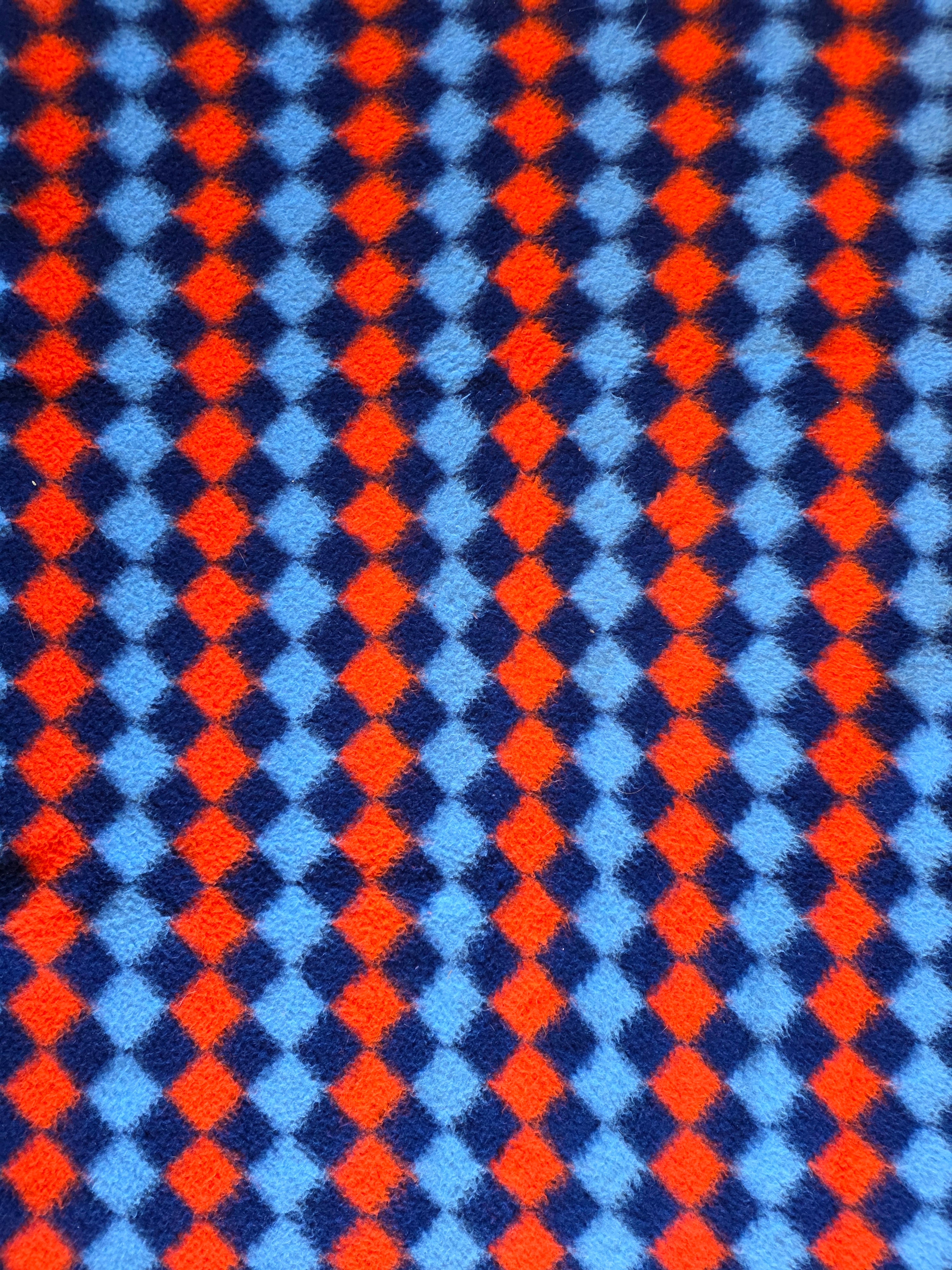 Vintage Dralon babydeken ledikant oranje blauw