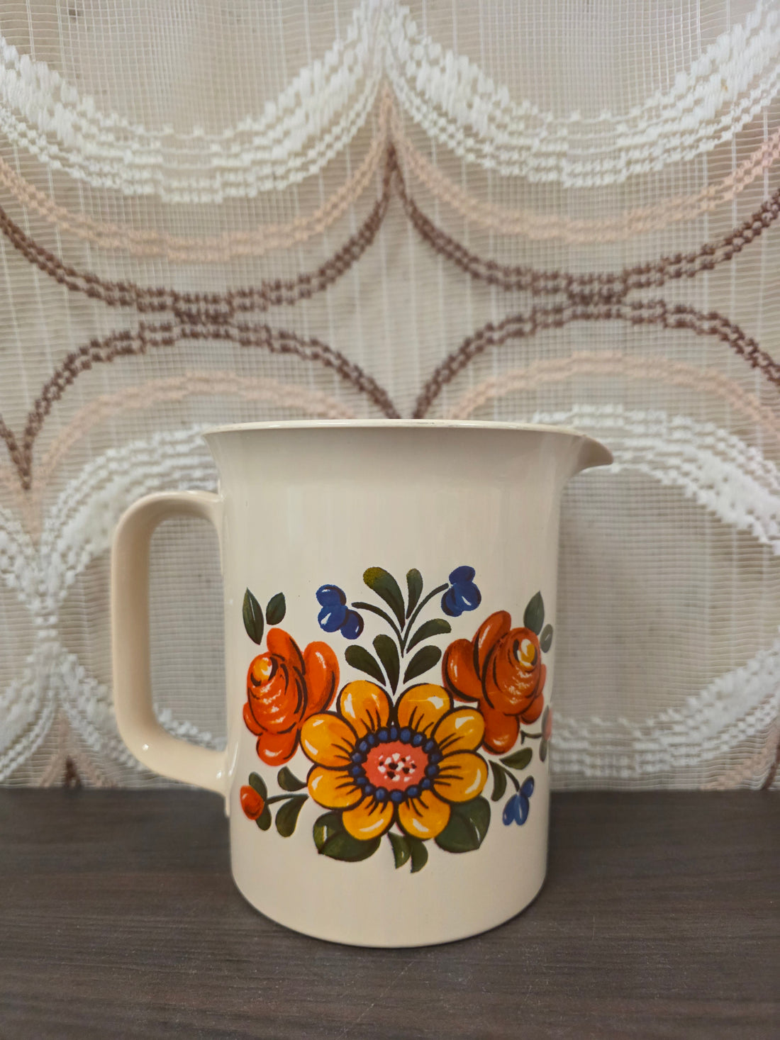 Vintage Emsa maatbeker bloemenprint jaren 70
