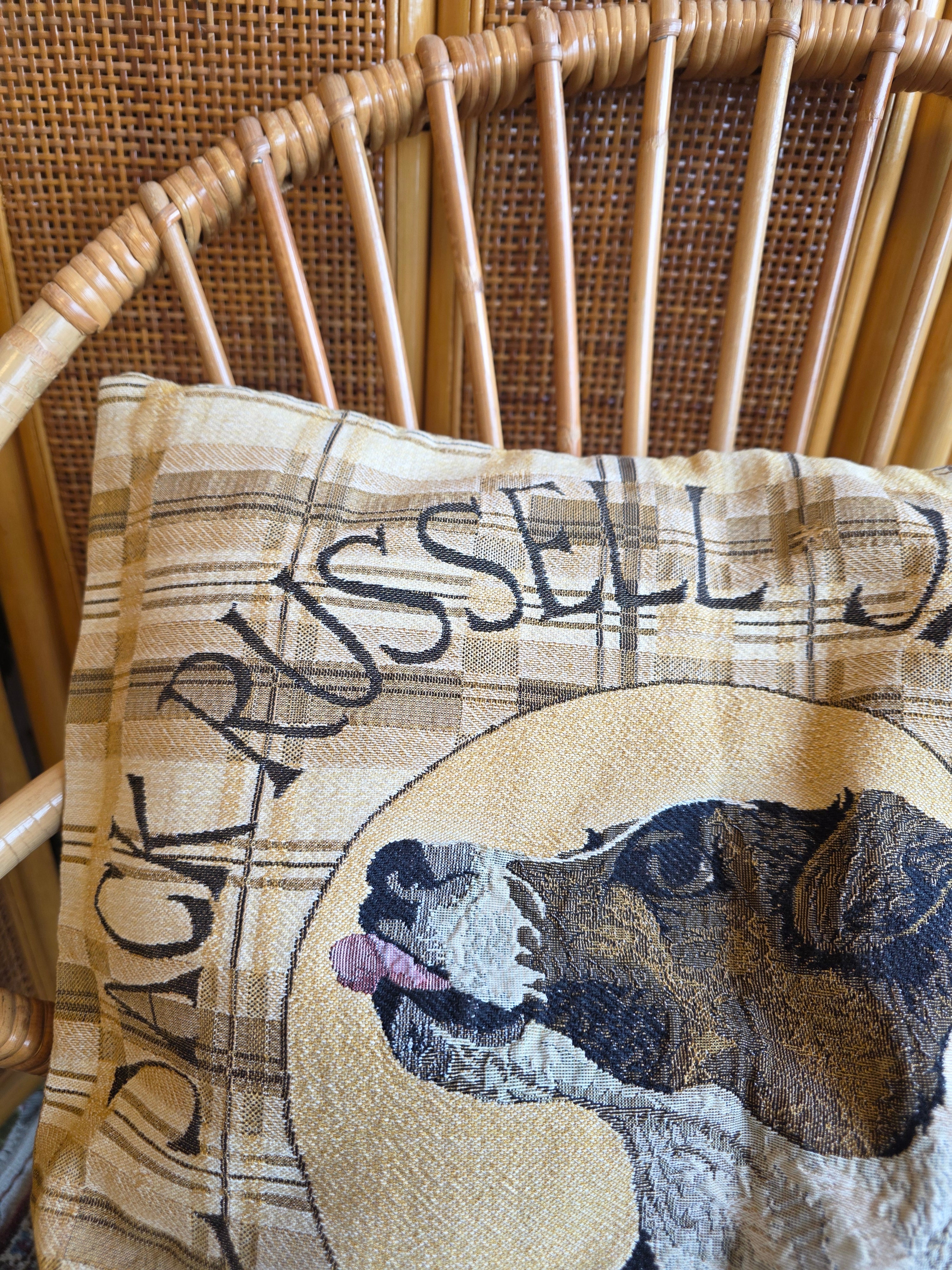 Gobelin kussenhoes Jack Russell hond vintage